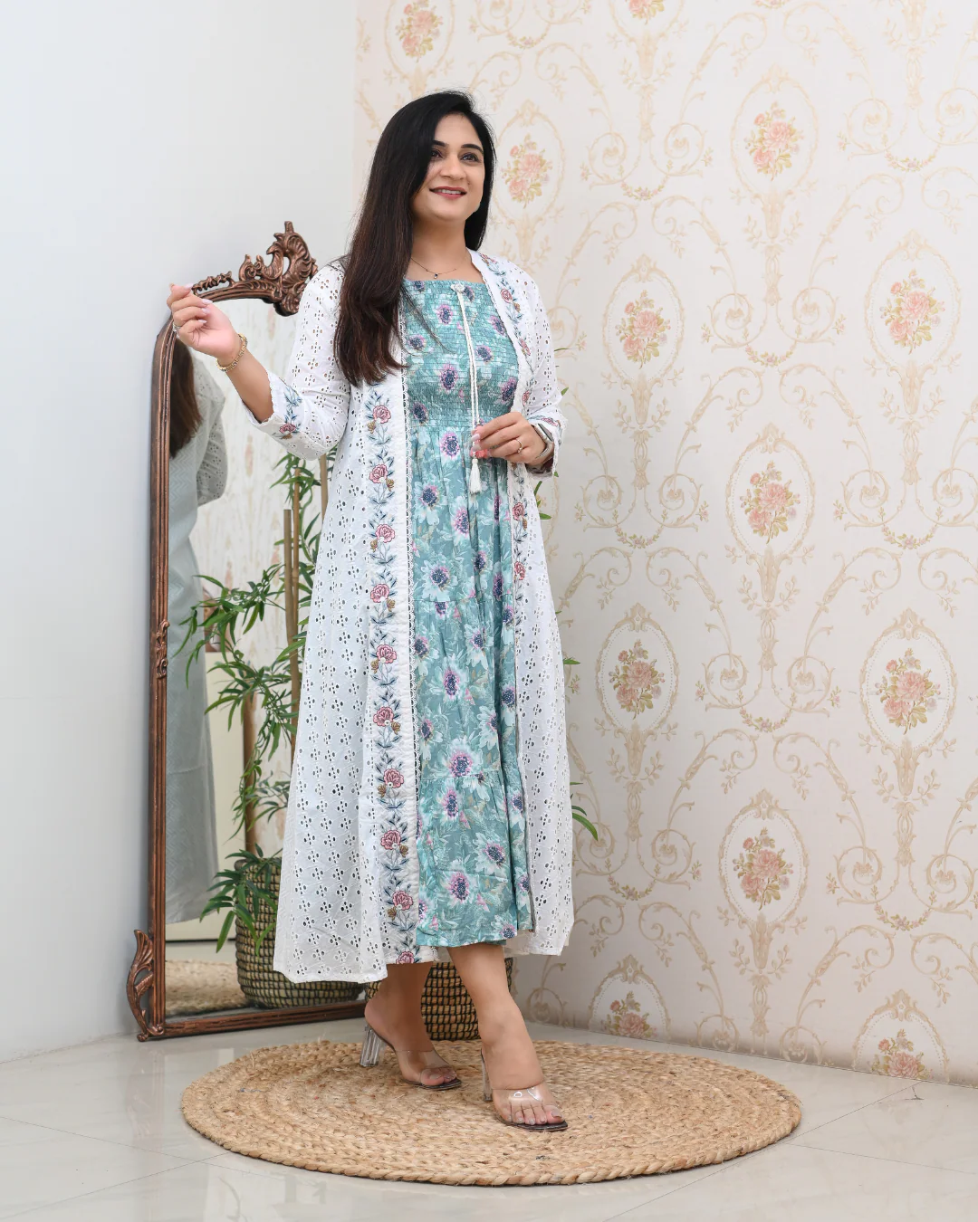 Aashi Cotton Casual Sciffili Long Shrug Dress - Image 4