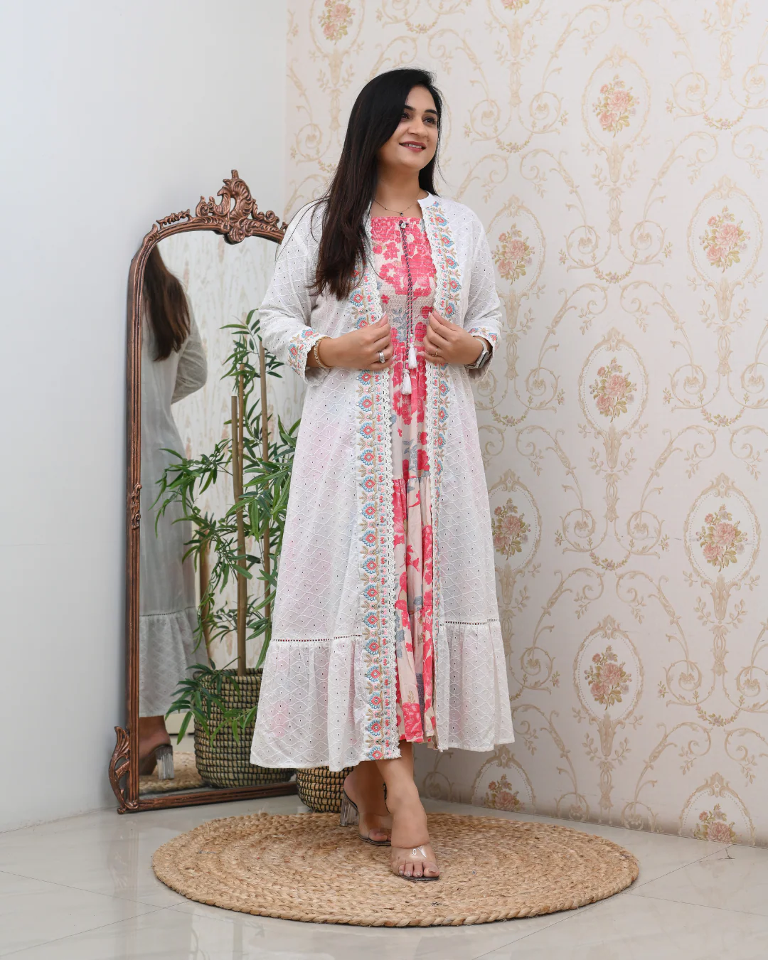 Aashi Cotton Casual Sciffili Long Shrug Dress - Image 5
