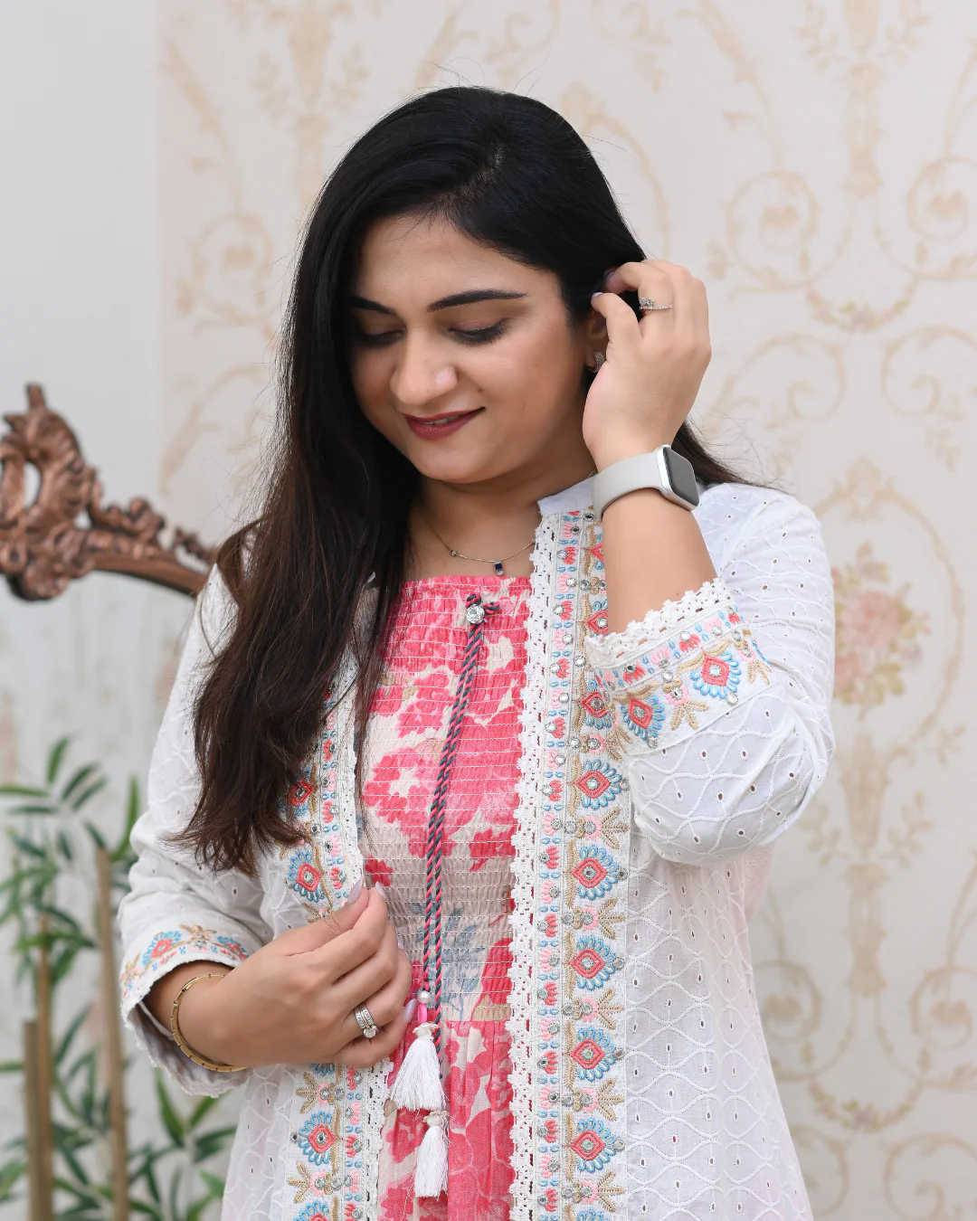 Aashi Cotton Casual Sciffili Long Shrug Dress - Image 8