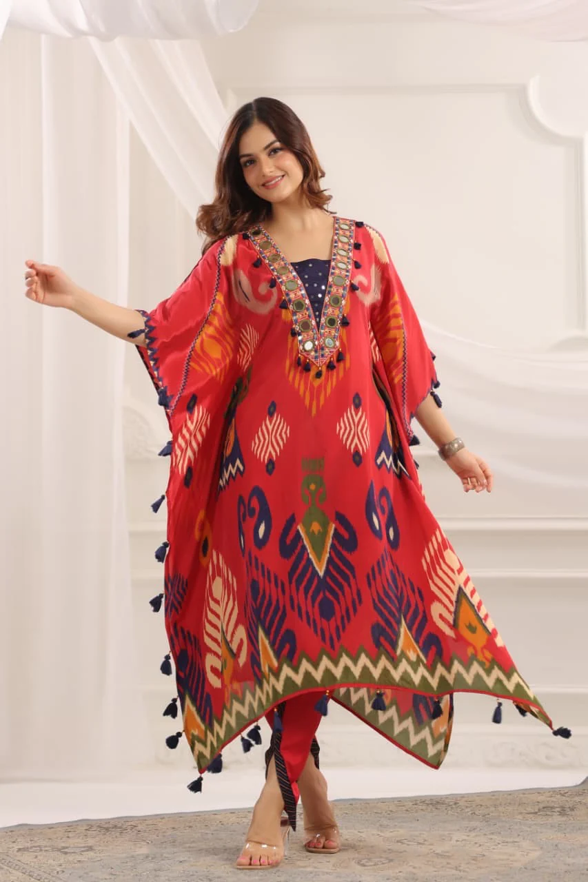 Adani Crepe Ikkat Embroidered Coord set - Image 3