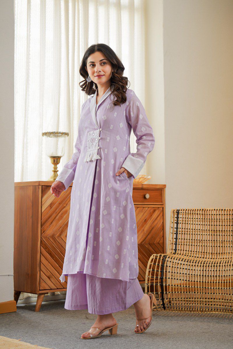 Alavya Cotton Angrakha Hand Detailed Cotton Pant Set - Image 12