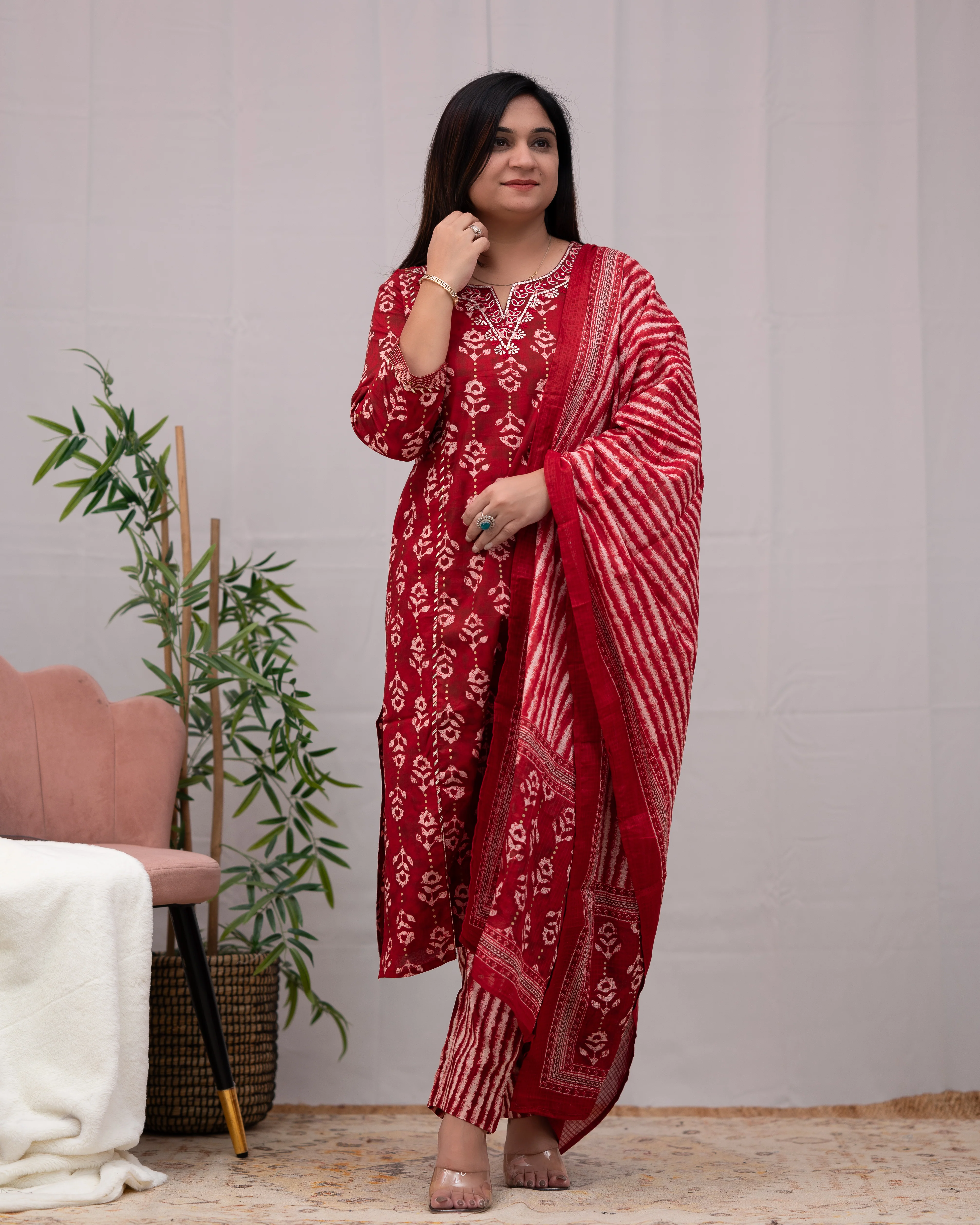 Anina Cotton Zari Embroidered Pant Set - Image 6