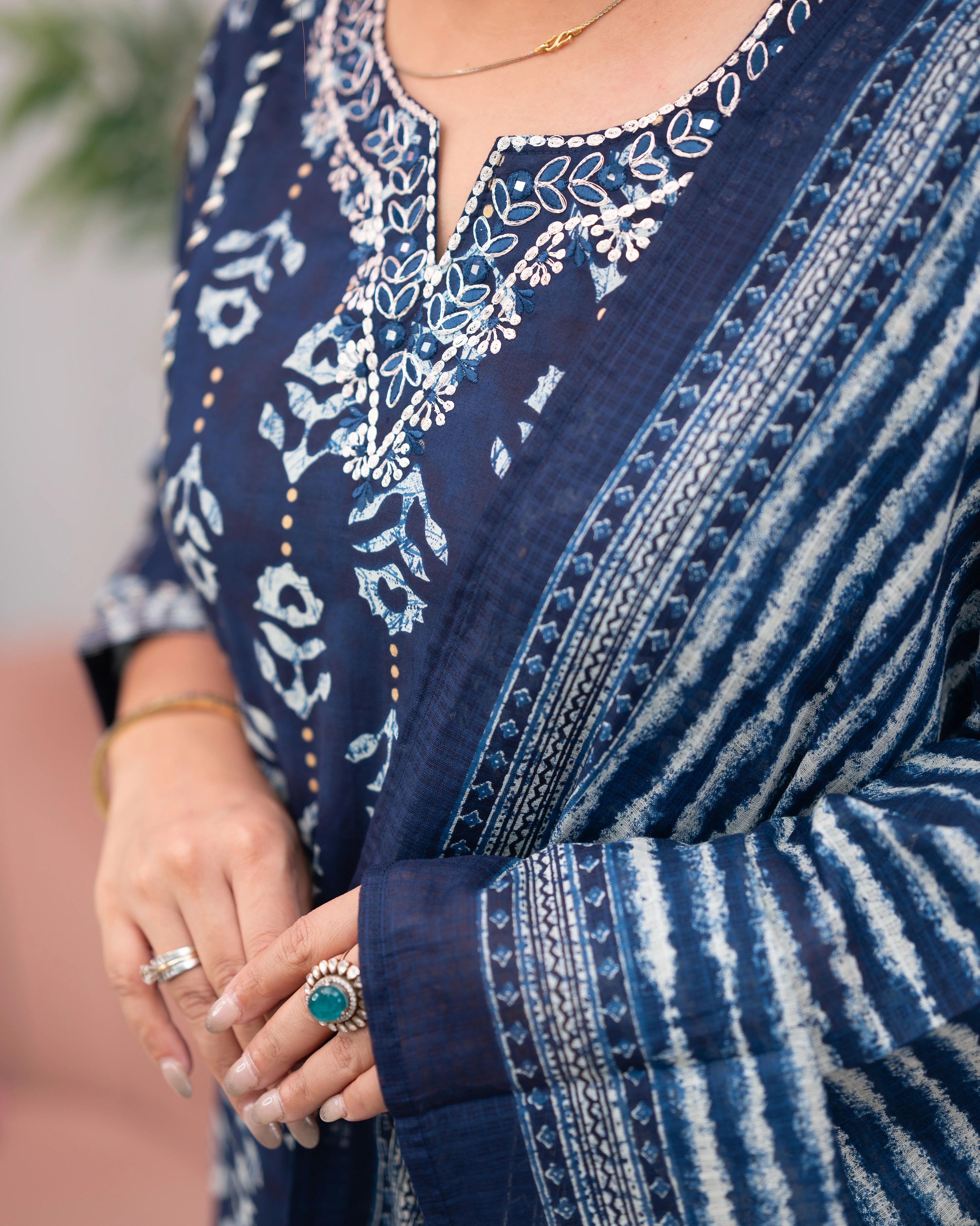 Anina Cotton Zari Embroidered Pant Set - Image 8