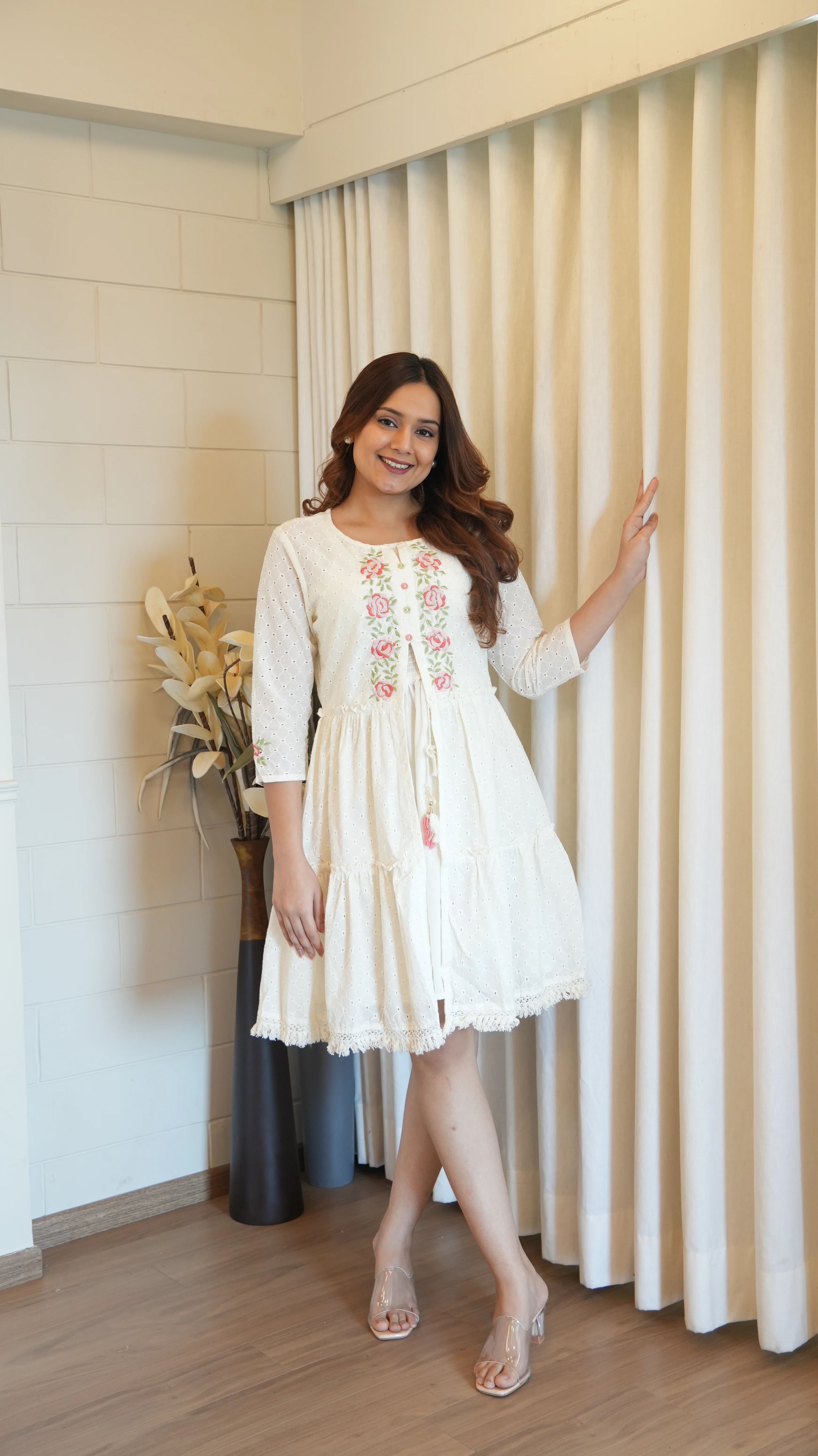 Ansi Cotton Sciffili Embroidered Dress - Image 4