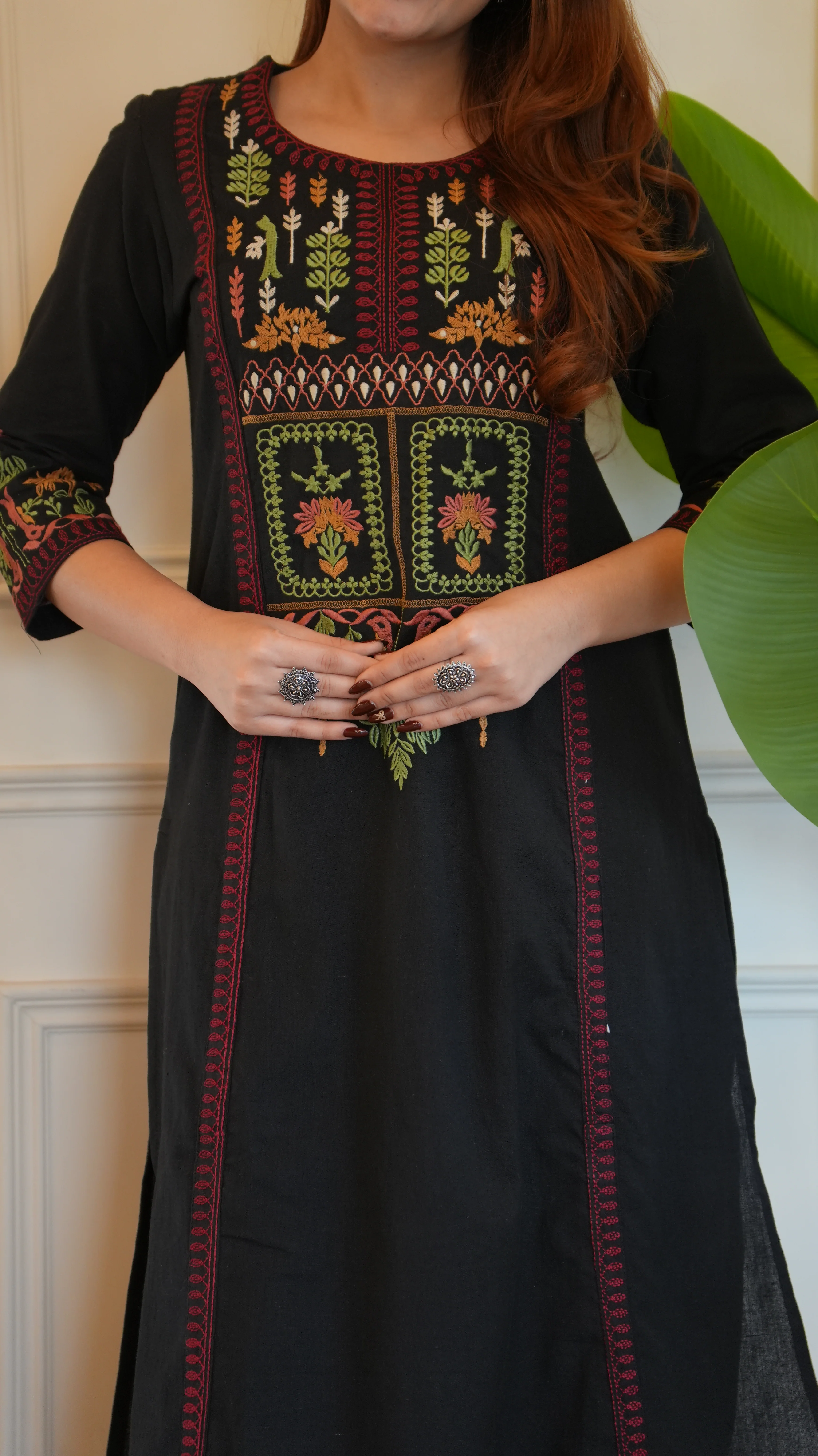 Asma Cotton Embroidered A-line Pant Set - Image 11