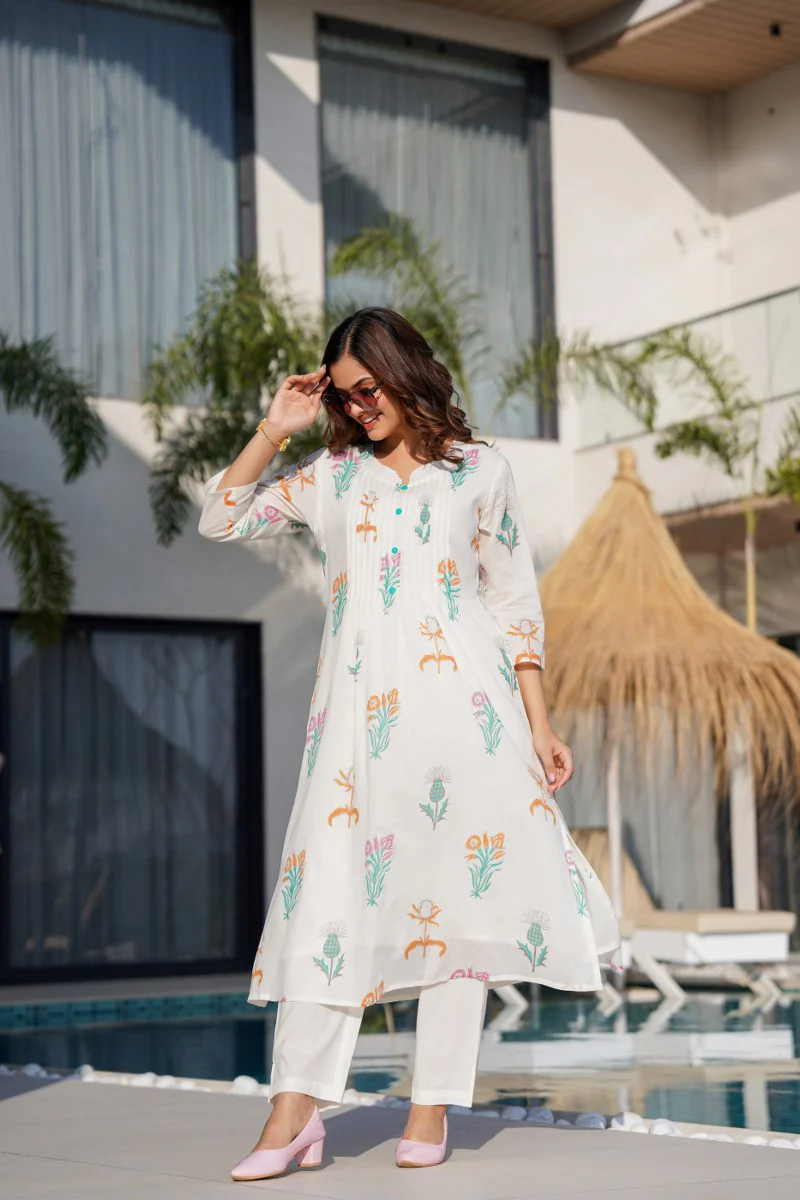 Ayaat Cotton Floral A-line Pant Set - Image 3