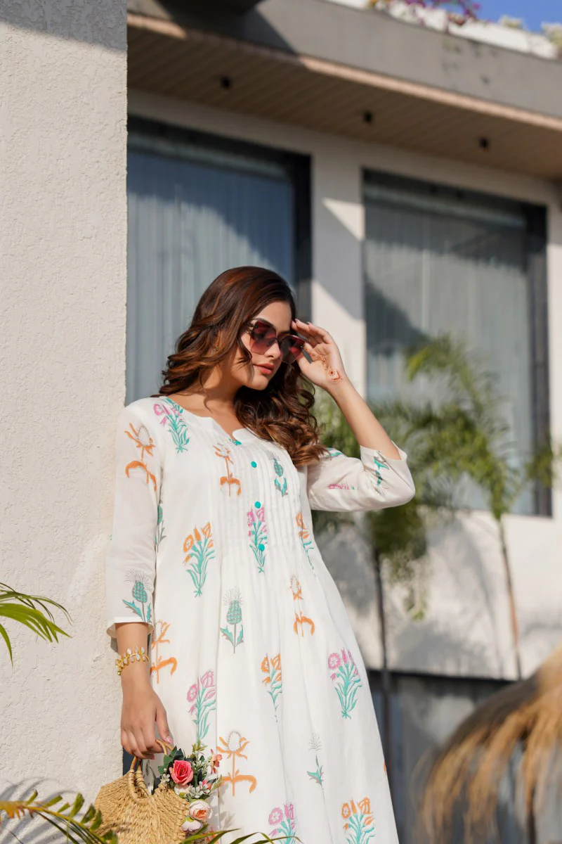 Ayaat Cotton Floral A-line Pant Set - Image 4