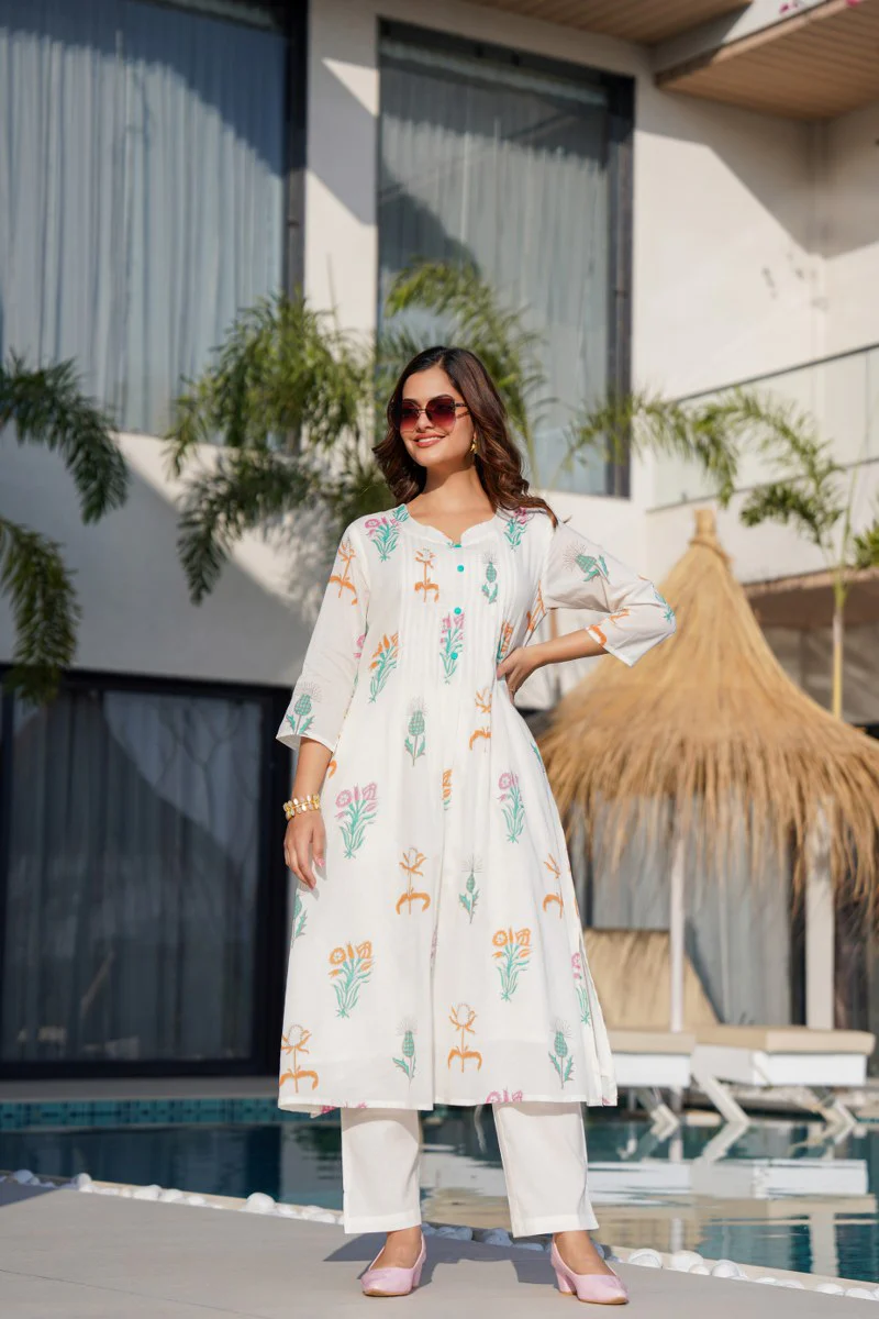 Ayaat Cotton Floral A-line Pant Set - Image 7
