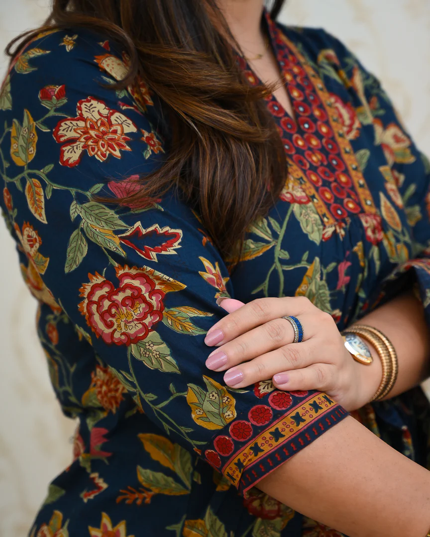 Azah Cotton Floral A-line Pant Set - Image 15