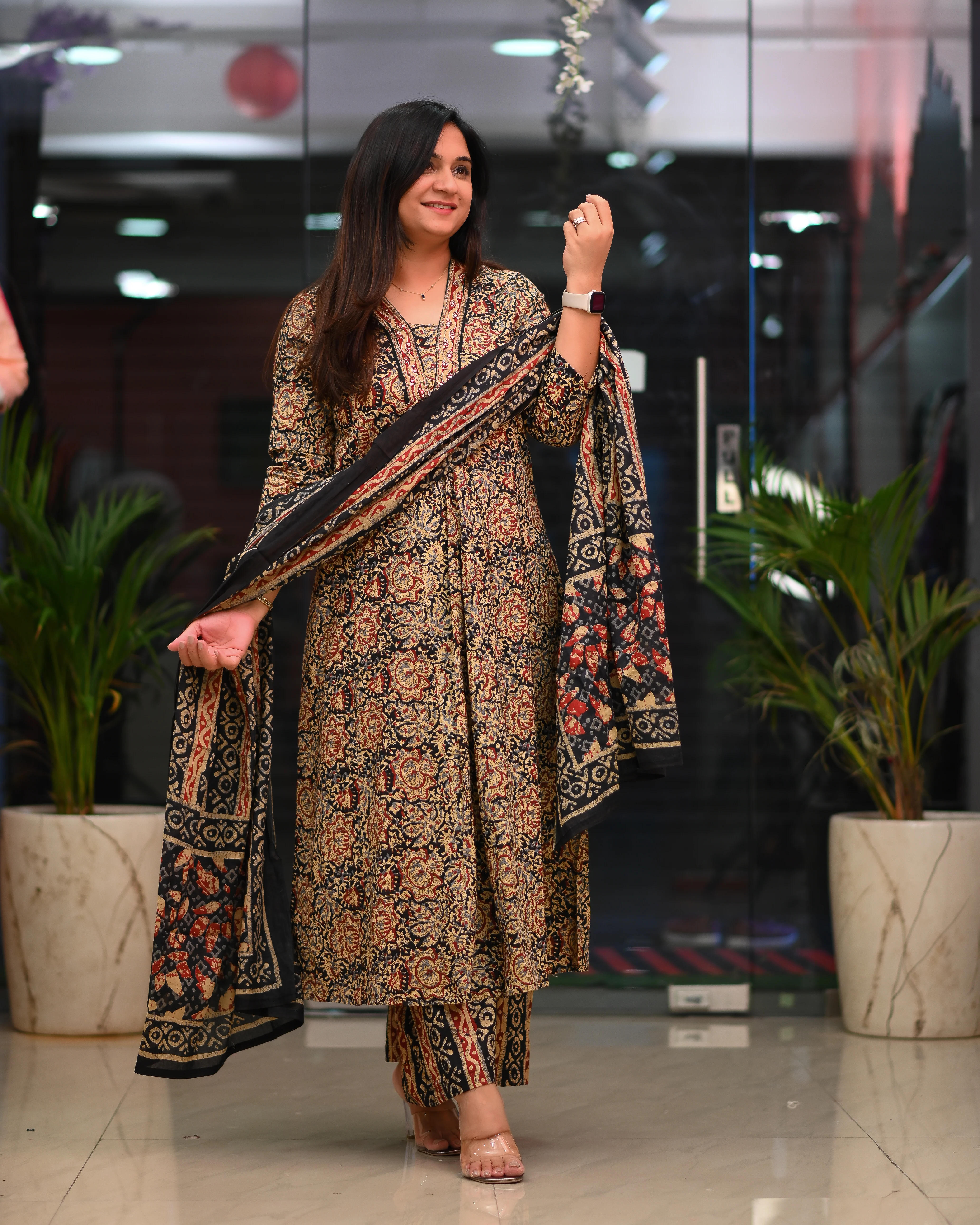 Chavvi KalamKari Cotton A-line Divider Set - Image 3