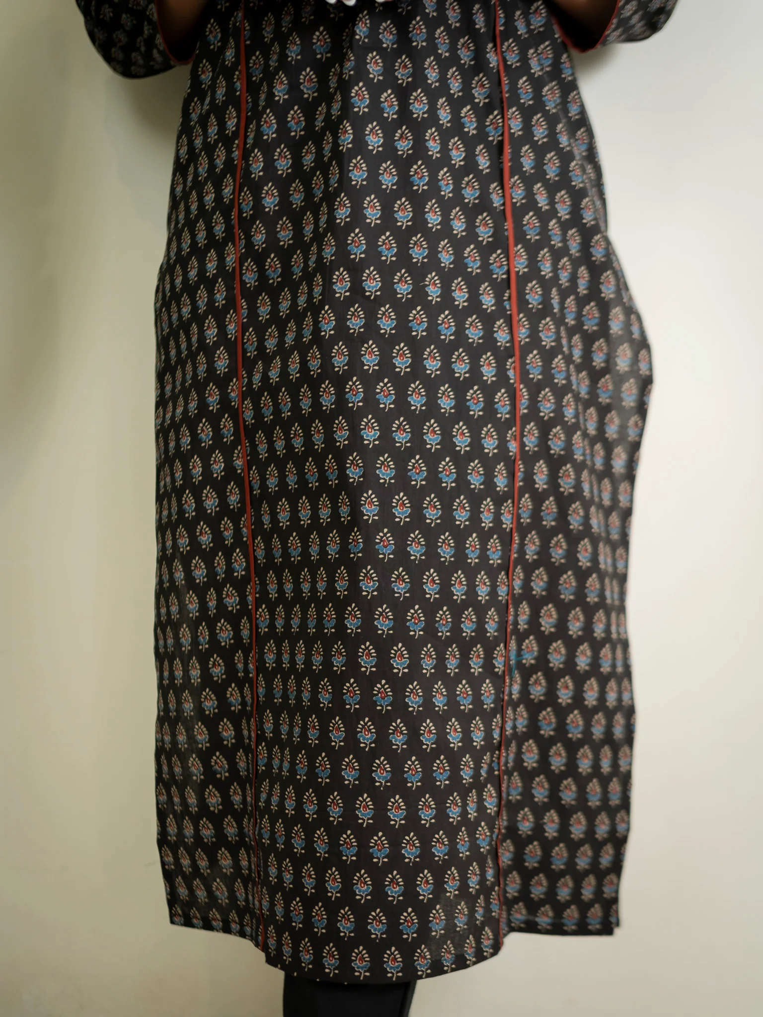 Cotton Black Ajrakh Casual Straight Kurta - Image 9