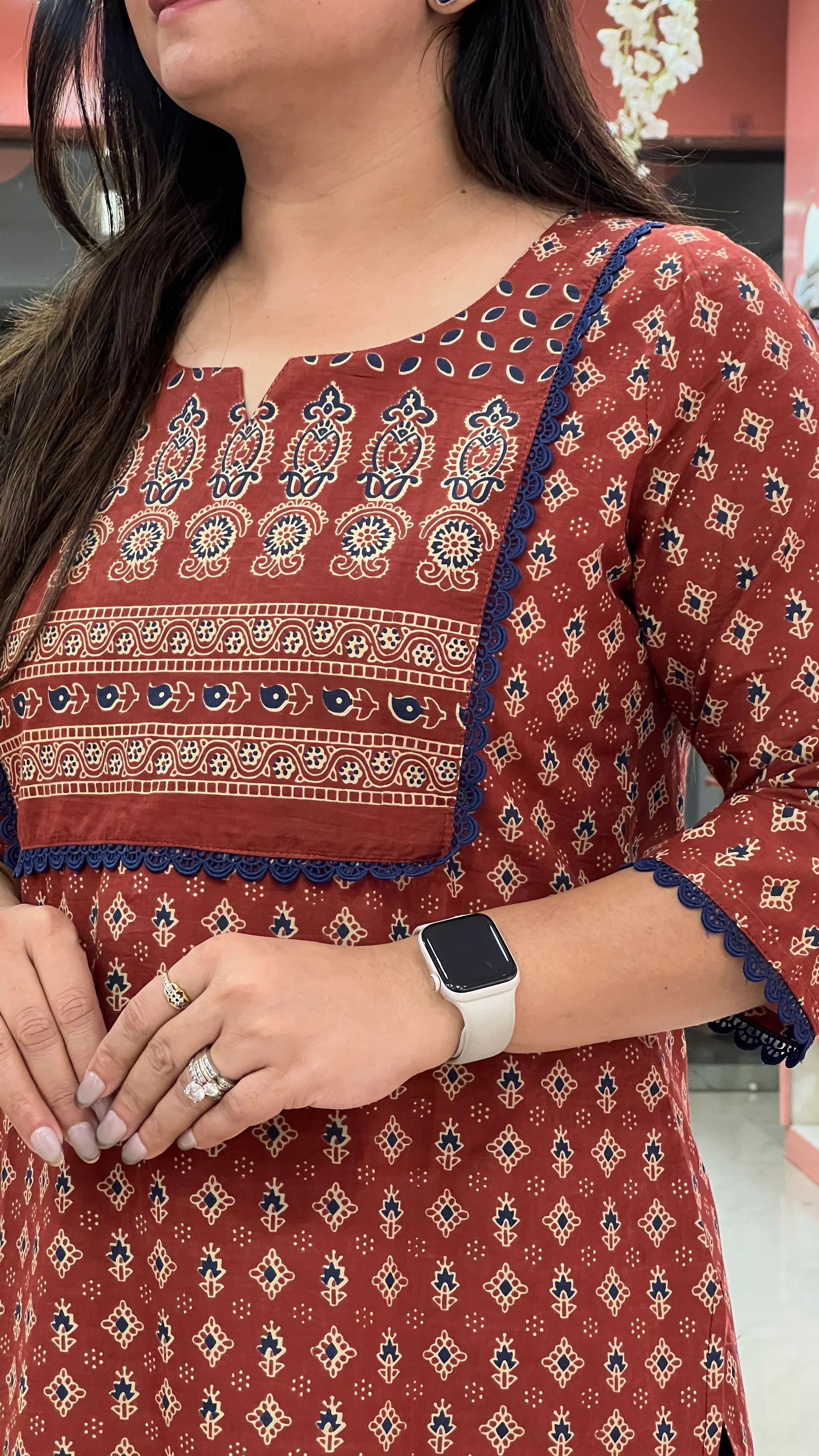 Cotton Ajrakh Casual Straight Kurta - Image 7