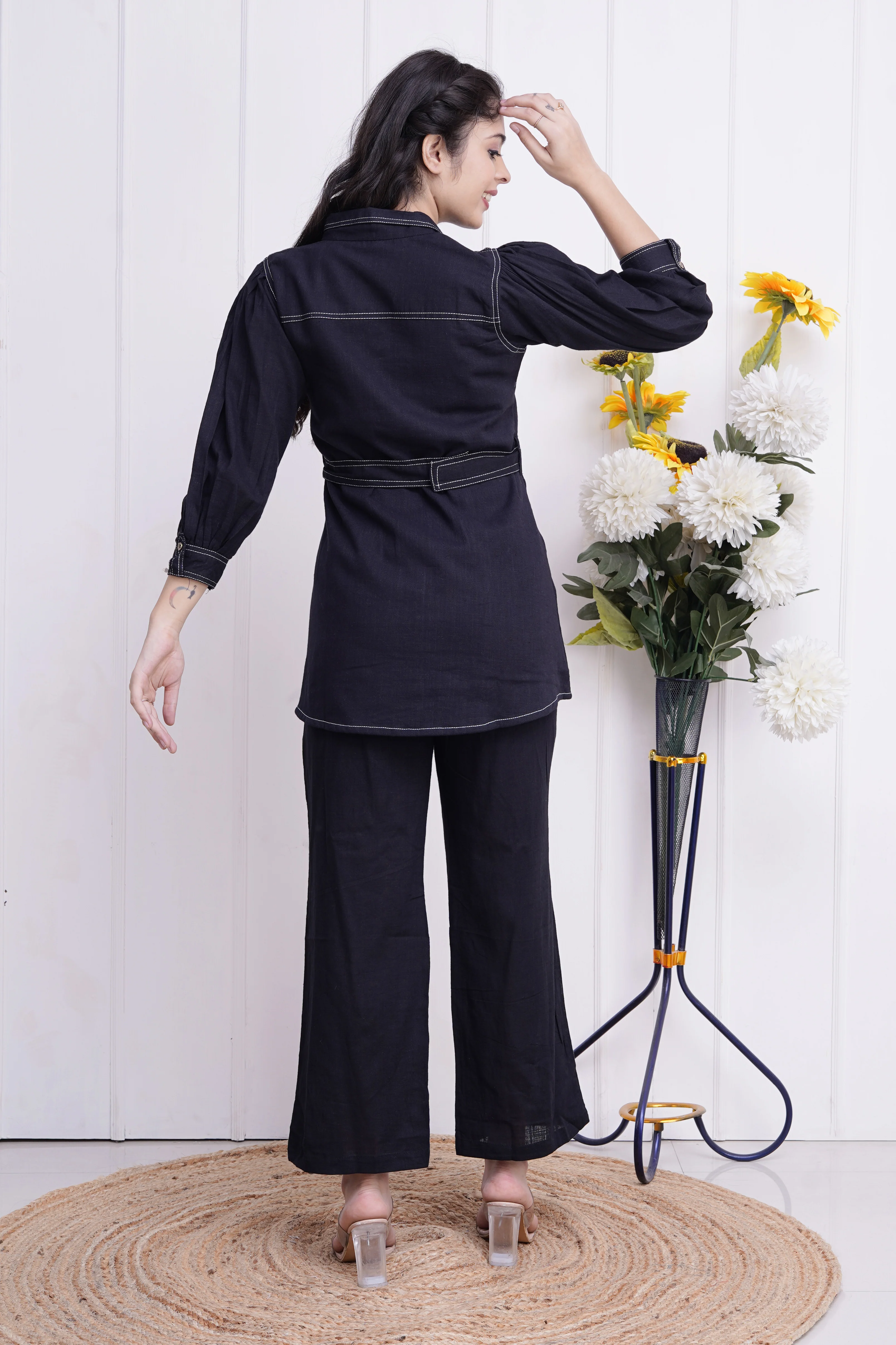 Cotton Collared Co-Ord Set with detachable Belt - Image 4