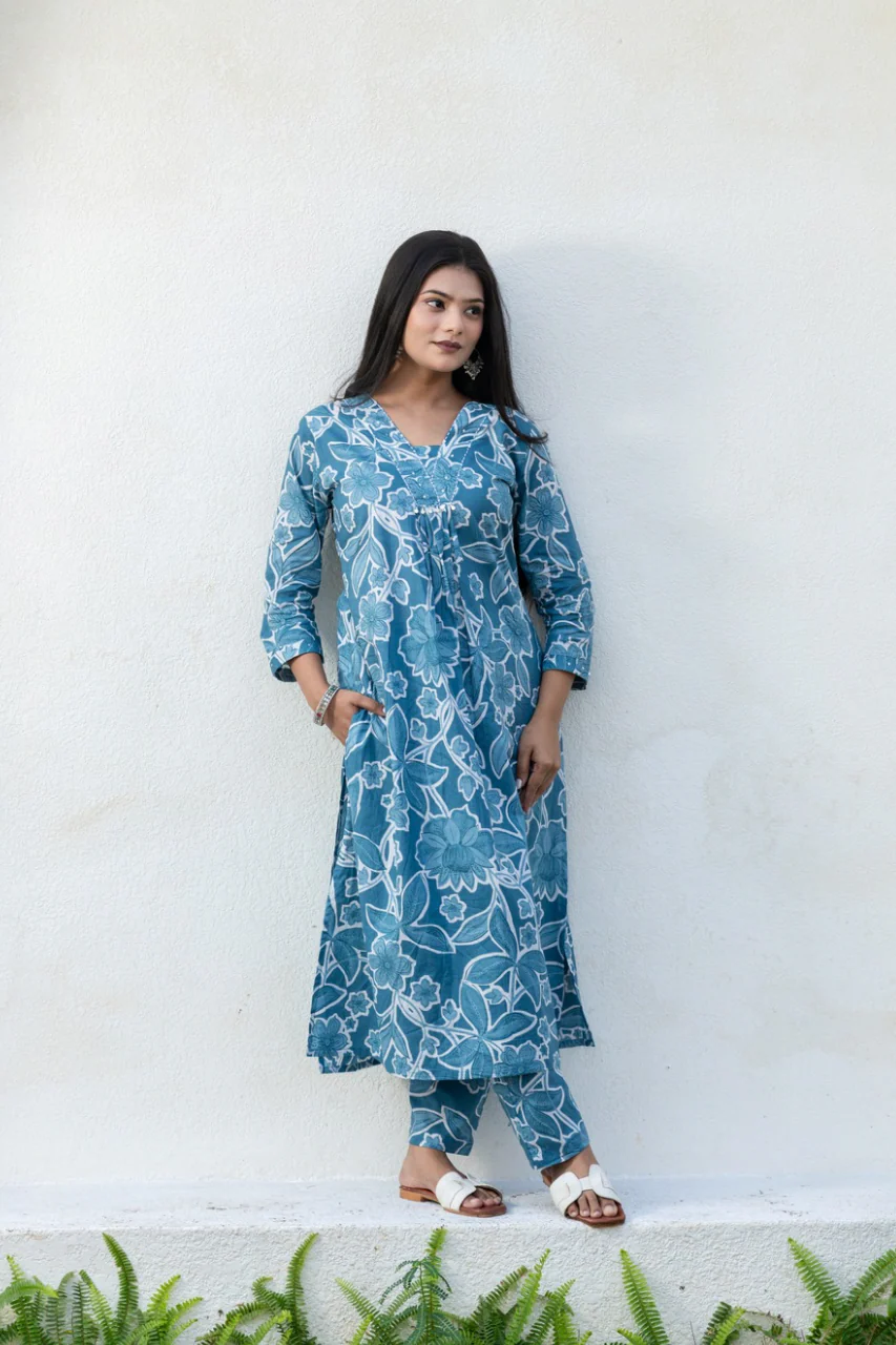Cotton Floral A-line Coord Set - Image 3
