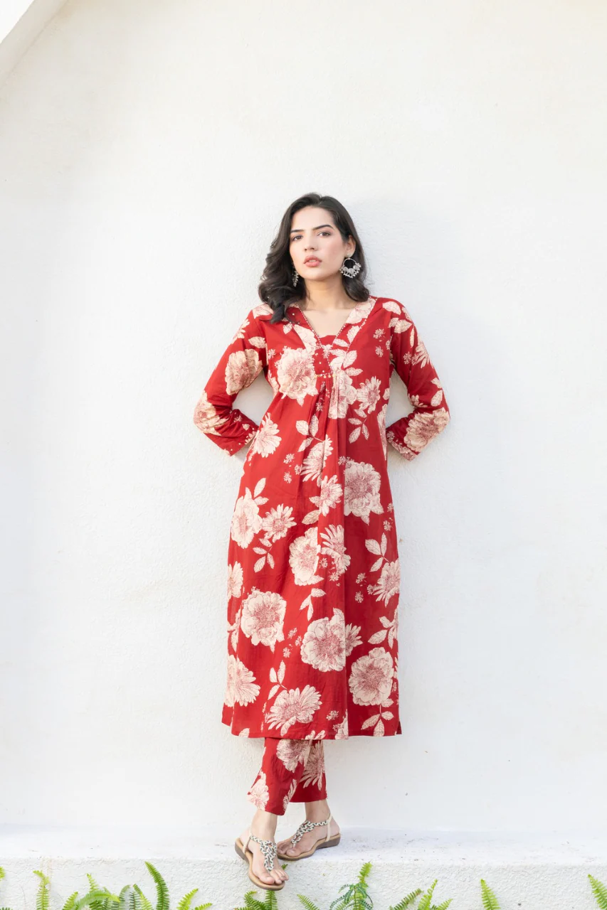 Cotton Floral A-line Coord Set - Image 5