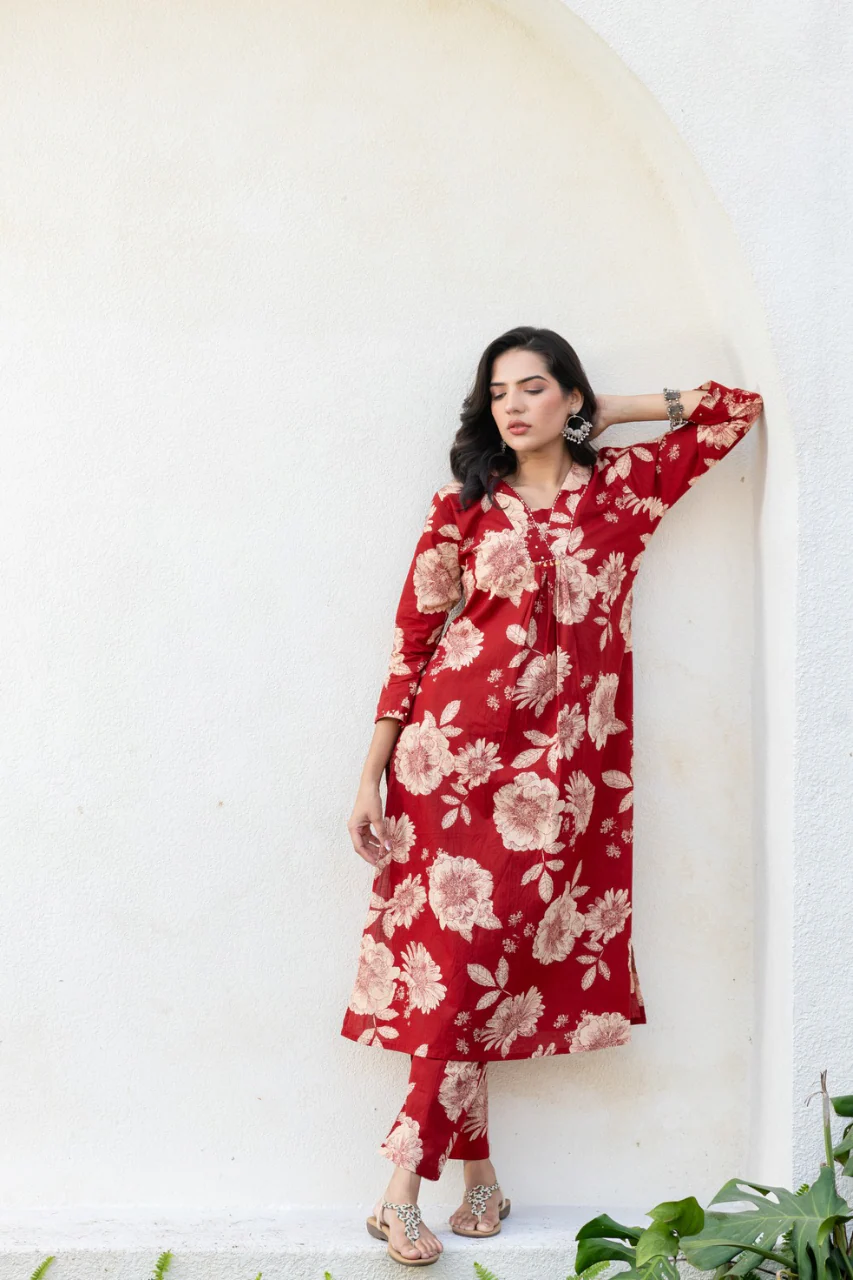 Cotton Floral A-line Coord Set - Image 6