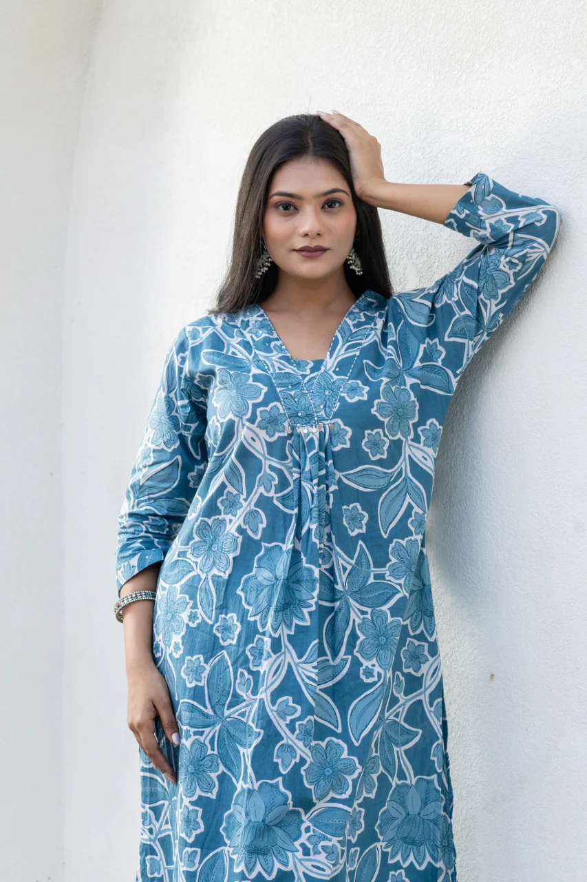 Cotton Floral A-line Coord Set - Image 7