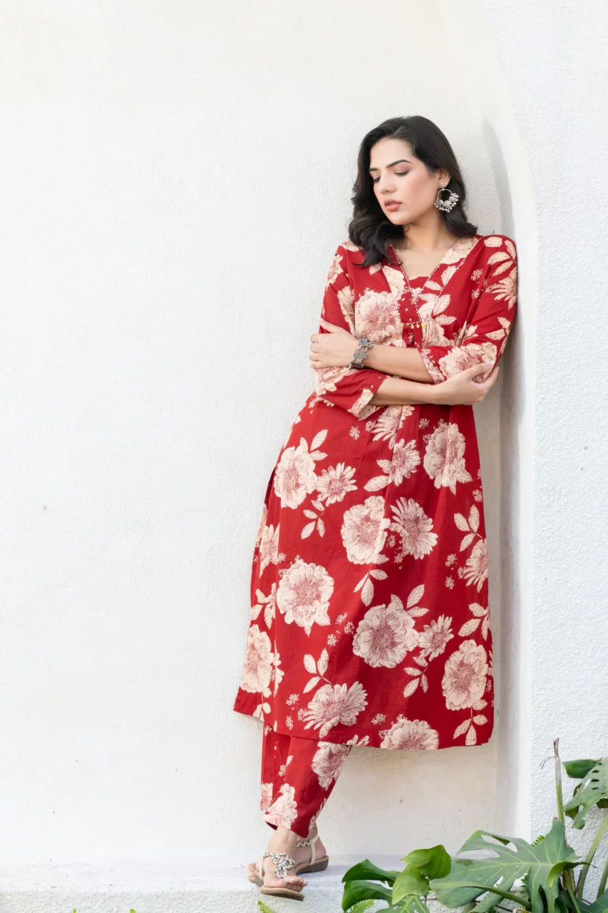 Cotton Floral A-line Coord Set - Image 8
