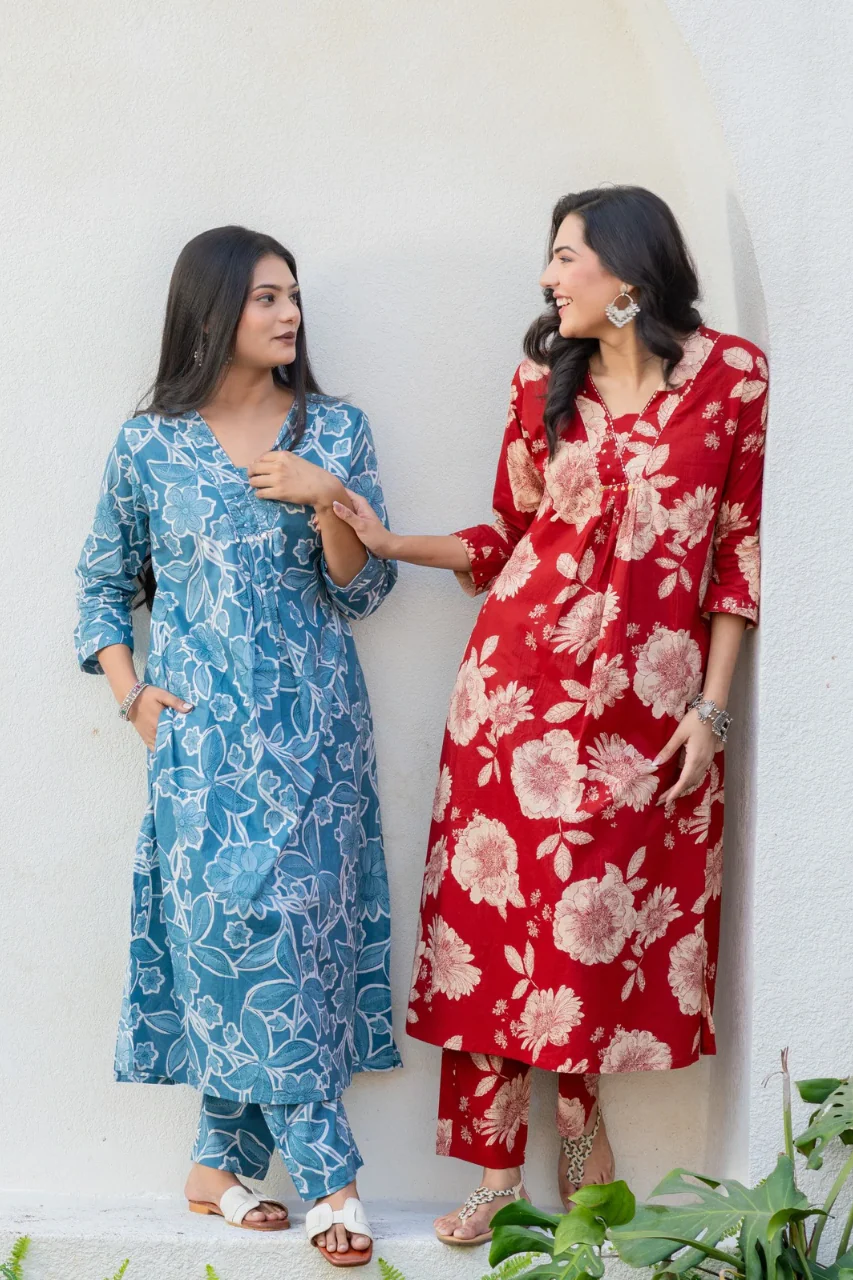 Cotton Floral A-line Coord Set - Image 9