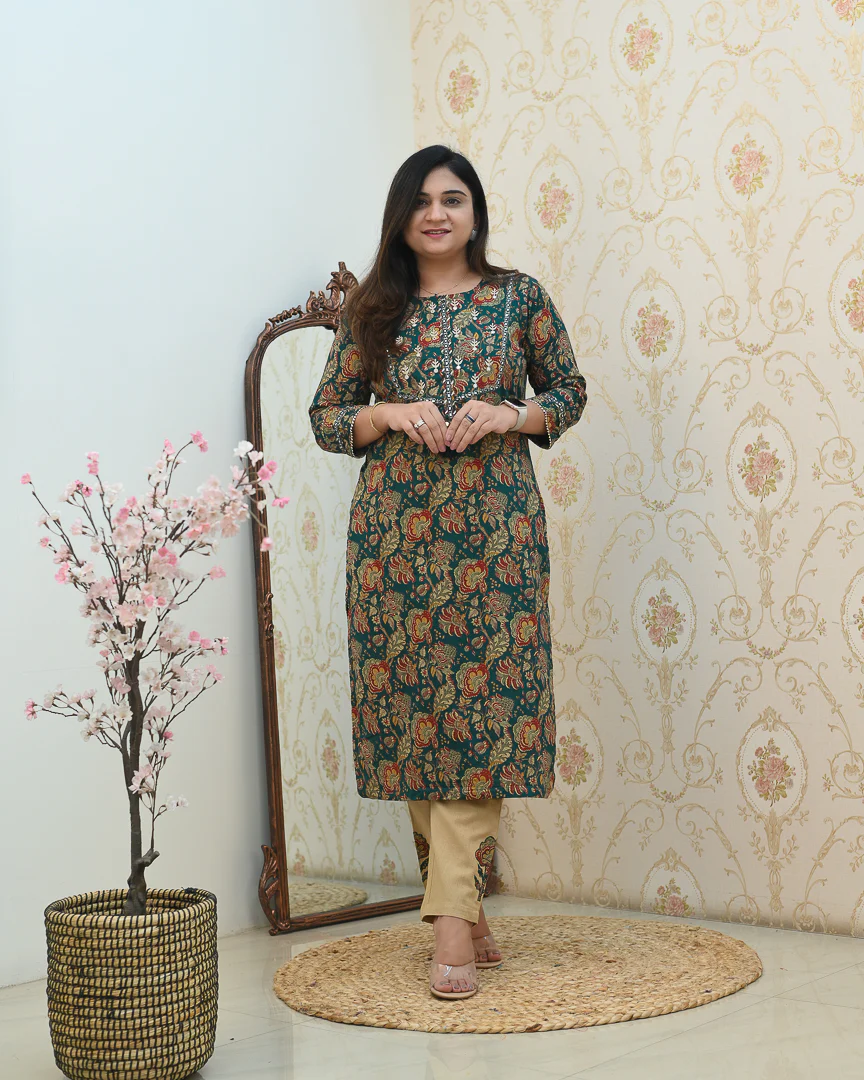 Cotton Floral Embroidered Casual Pant Set - Image 8