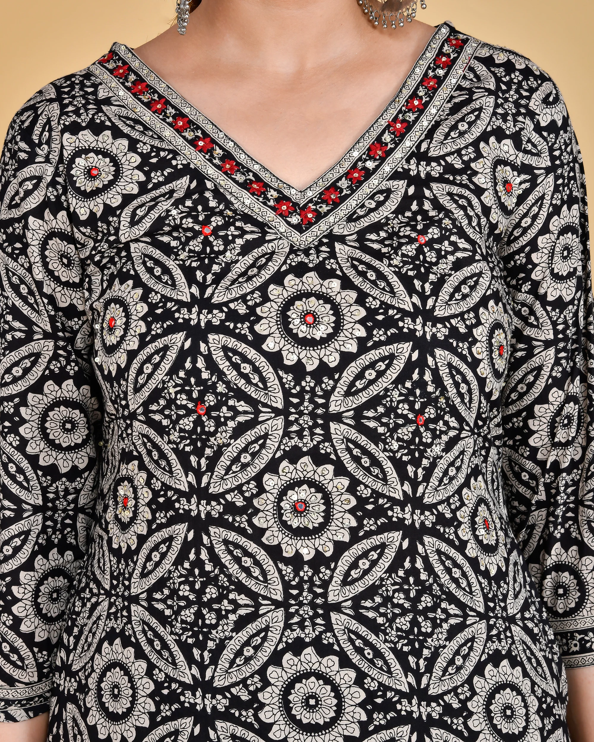 Cotton Kalamkari Afgani set with both side pockets - Image 5