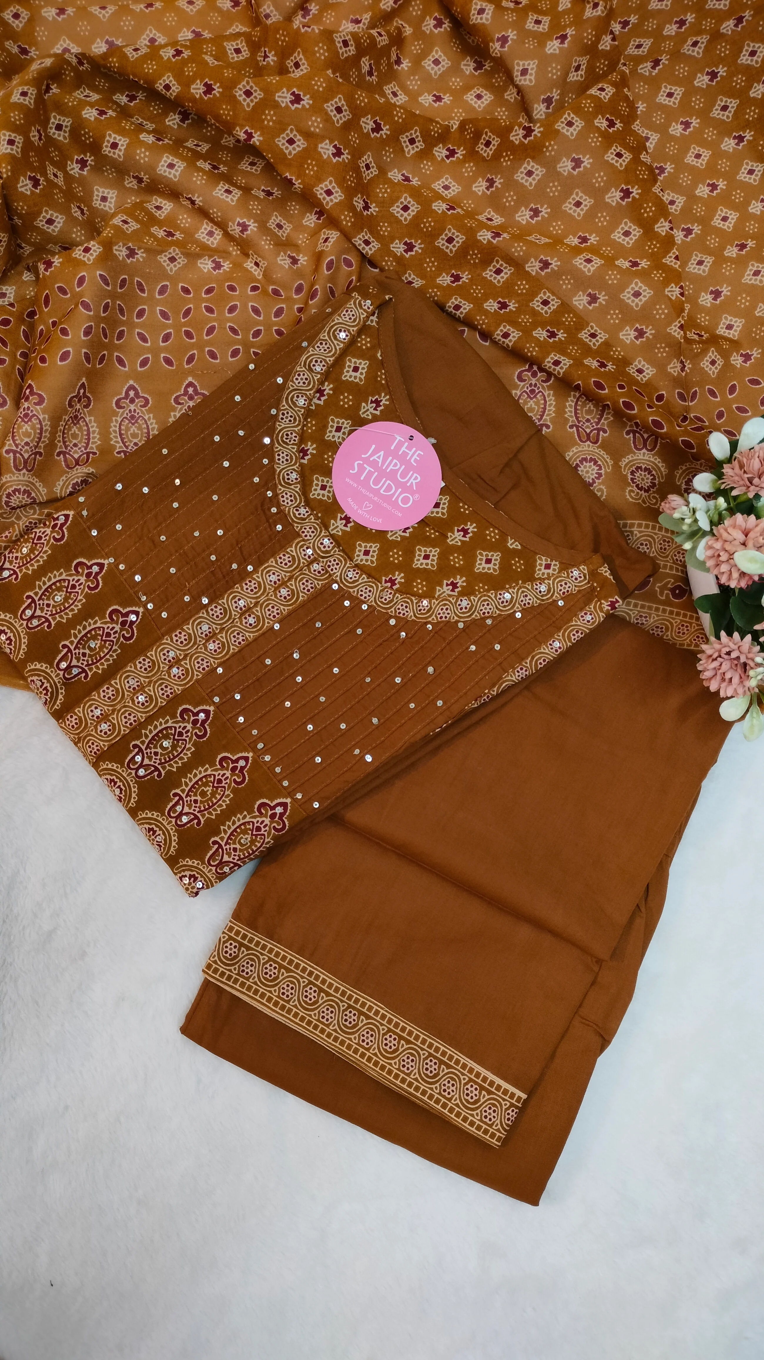 Deliah Handblock Premium Cotton Detailed Pant set - Image 15