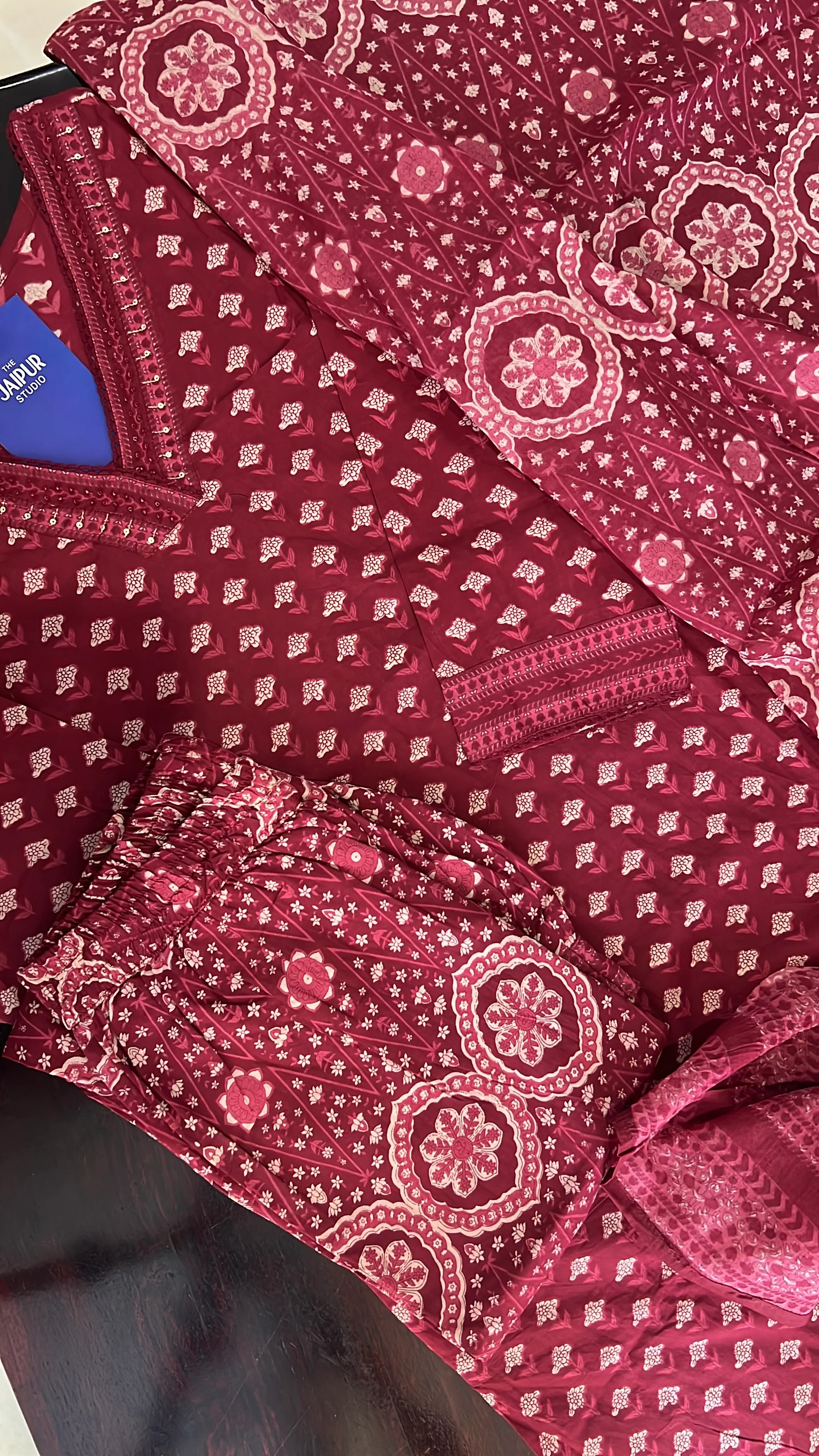Divisha Ajrakh Cotton HandEmbroidered Pant set - Image 13