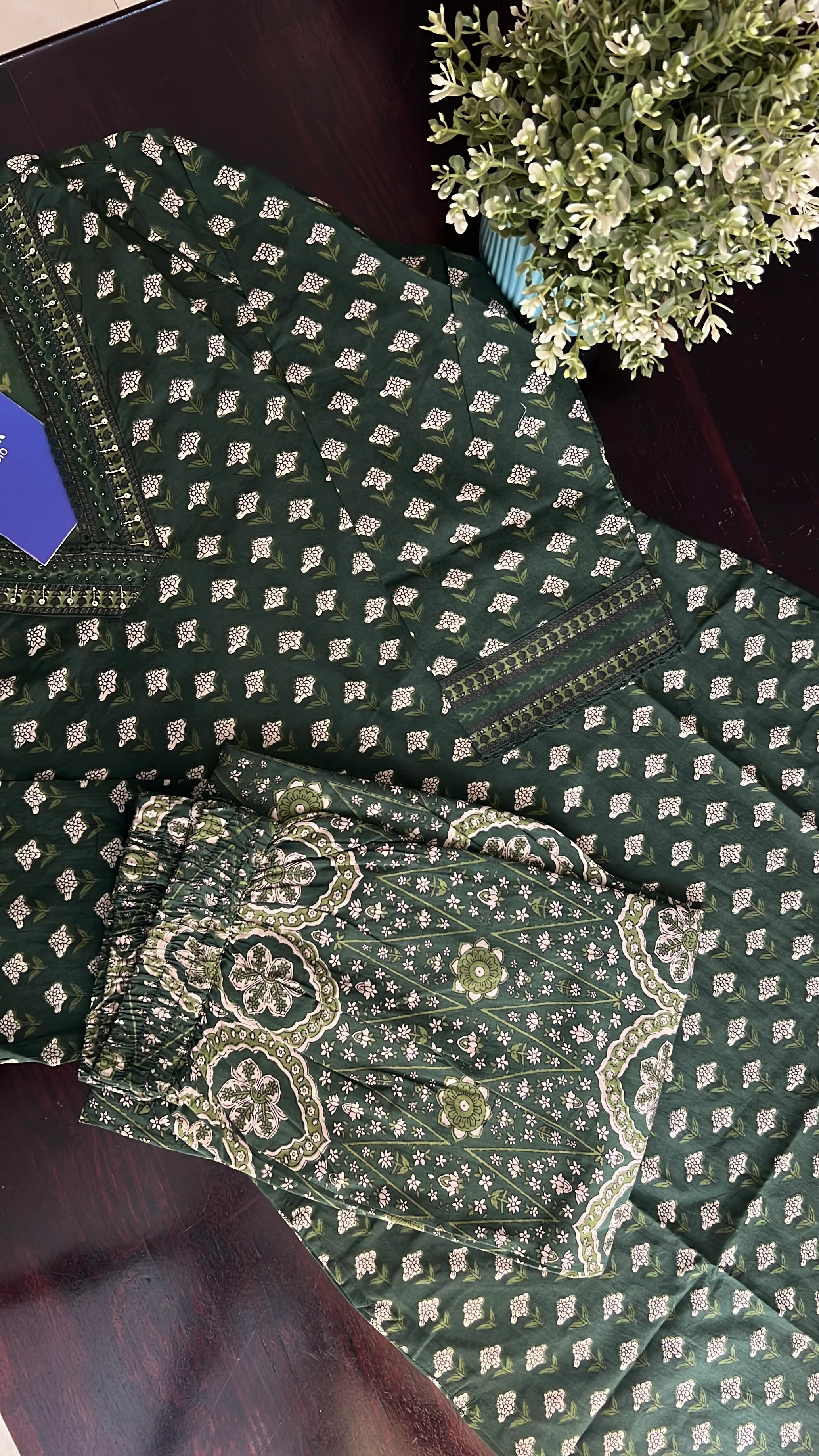 Divisha Ajrakh Cotton HandEmbroidered Pant set - Image 7
