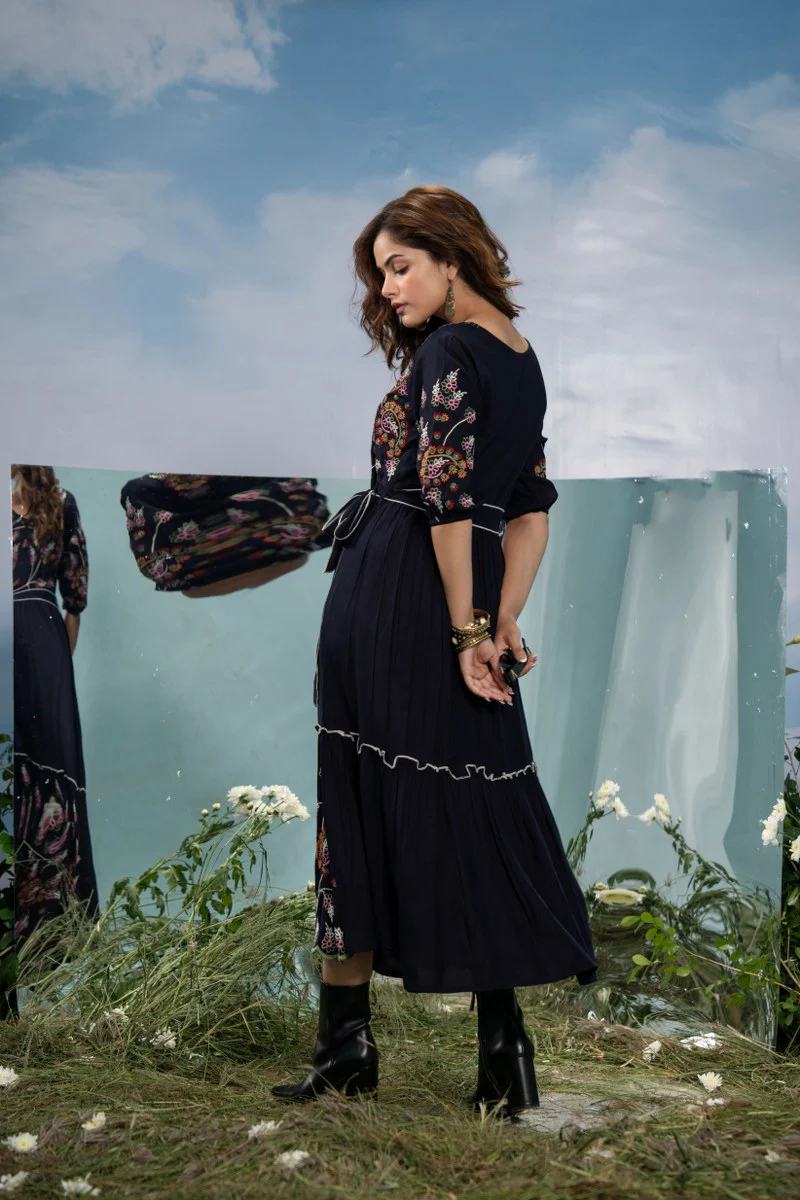 Elleza Cotton Embroidered Long Dress - Image 4