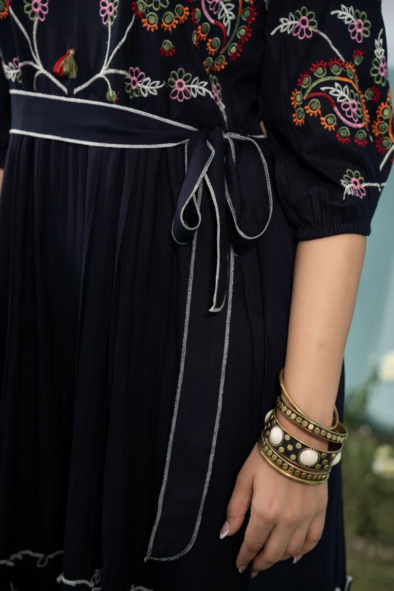 Elleza Cotton Embroidered Long Dress - Image 6