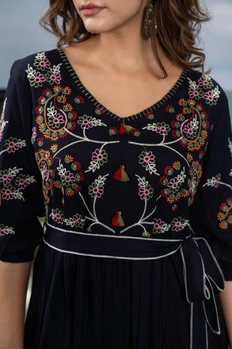 Elleza Cotton Embroidered Long Dress - Image 7
