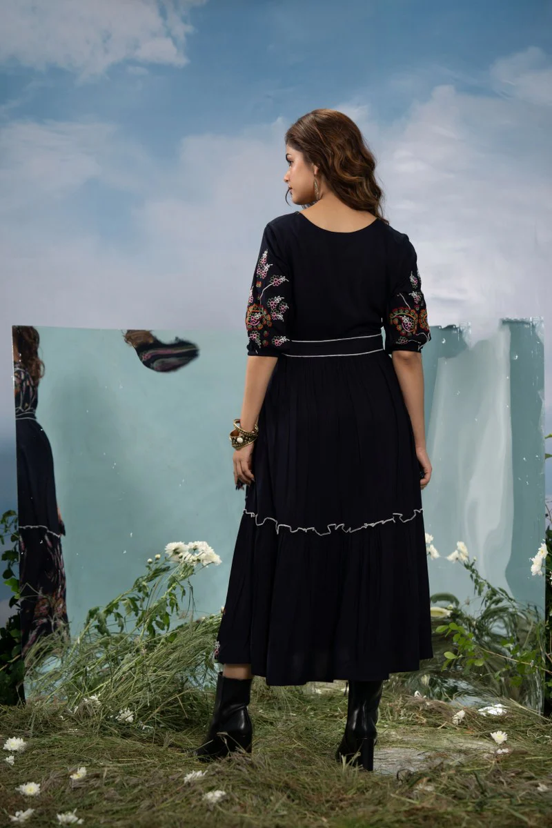 Elleza Cotton Embroidered Long Dress - Image 8