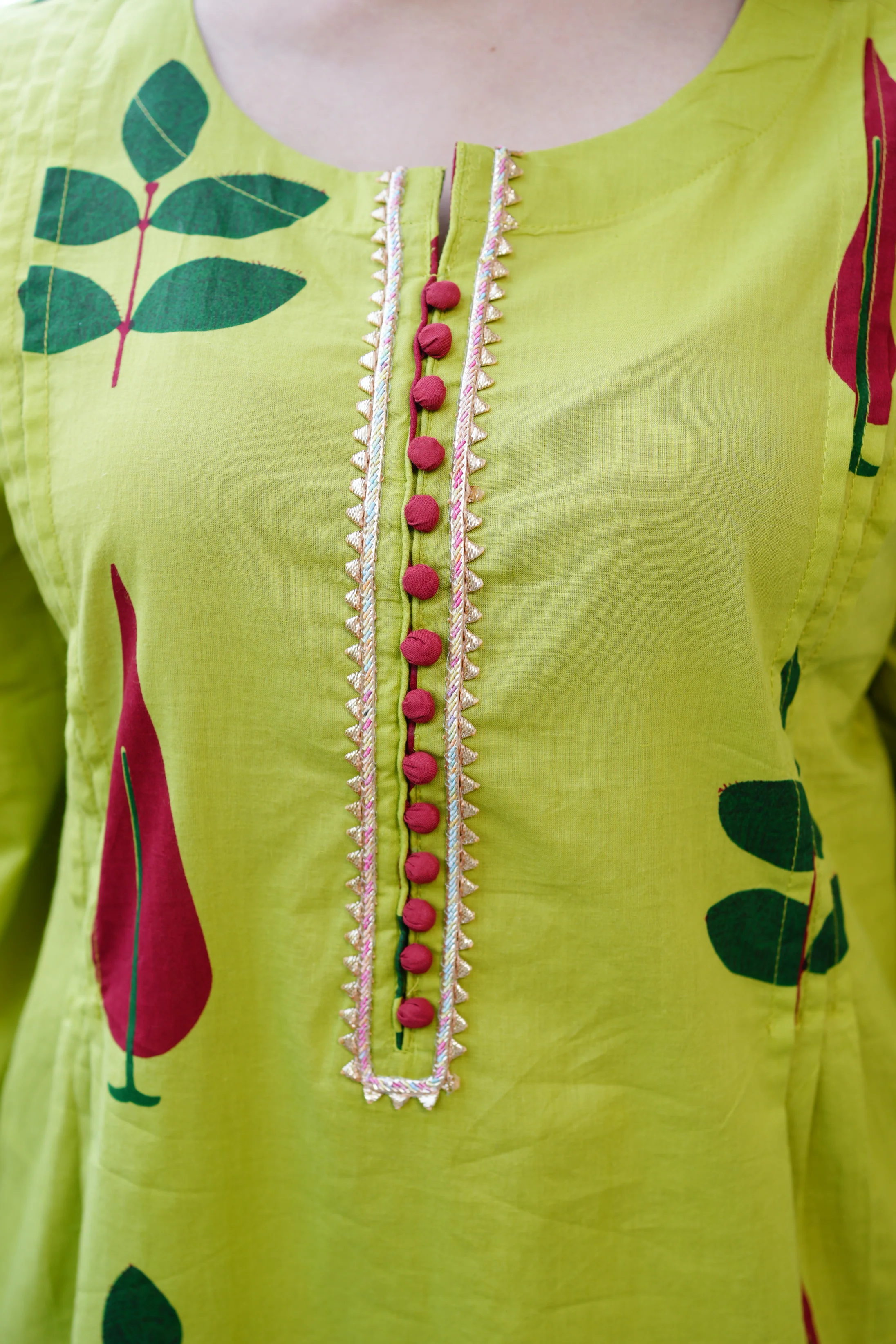 Erisha Cotton Handblock Embroidered Pant Set - Image 14