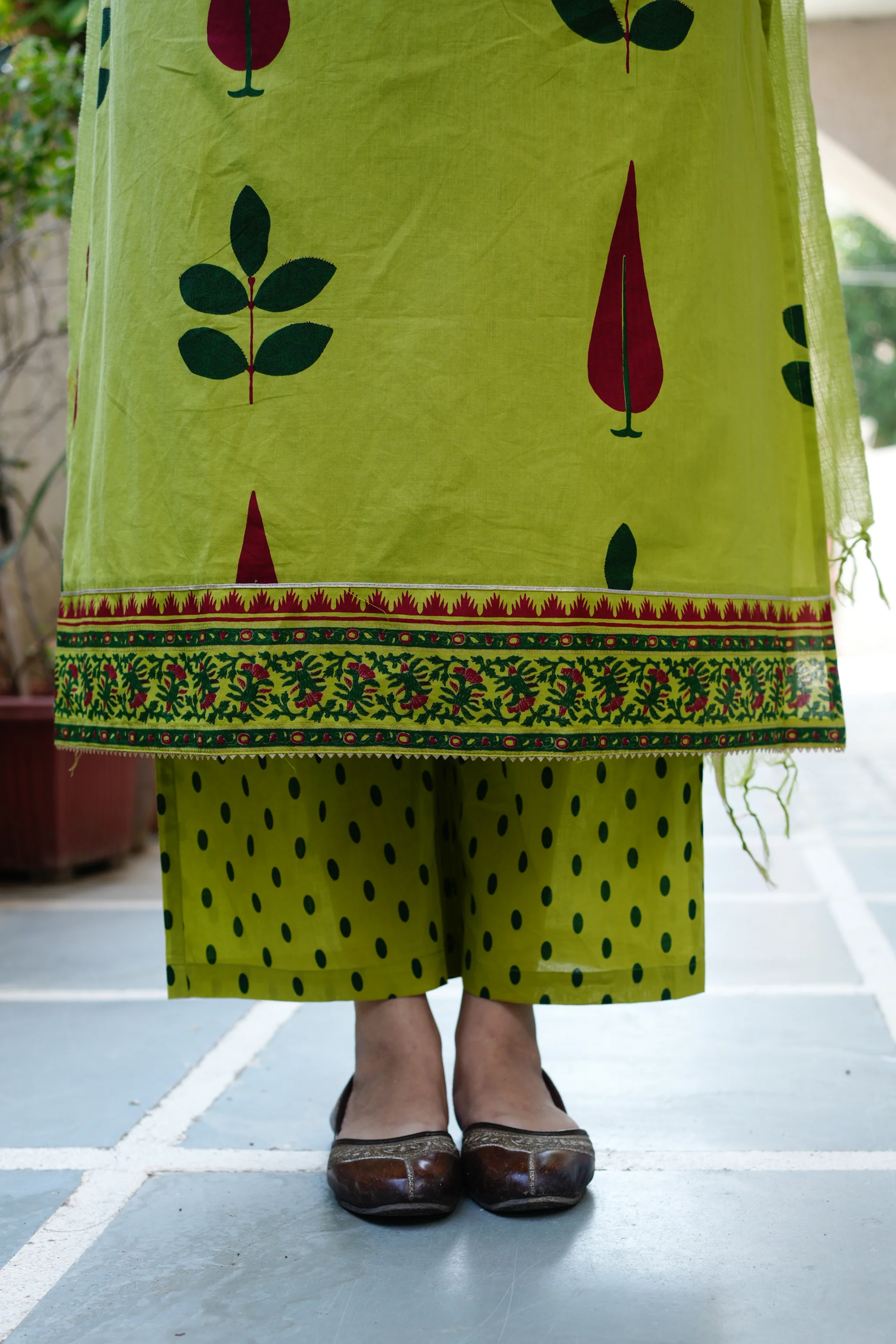 Erisha Cotton Handblock Embroidered Pant Set - Image 16