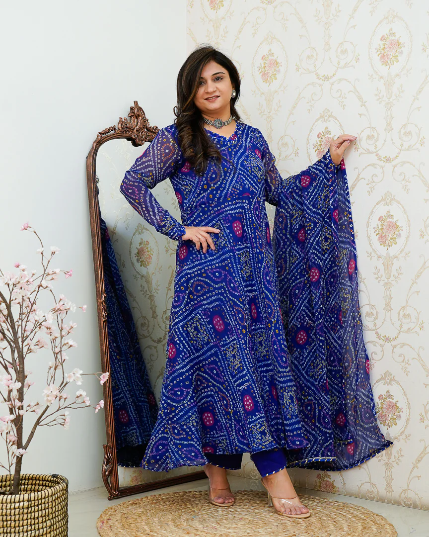 Falguni Bandhani Chiffon Anarkali Set - Image 10