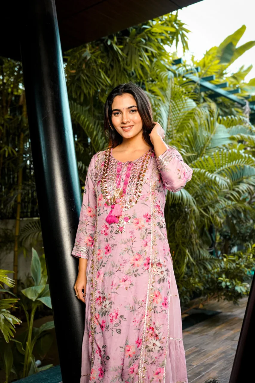 Fiza Floral Indian One Piece Dupatta Set - Image 3