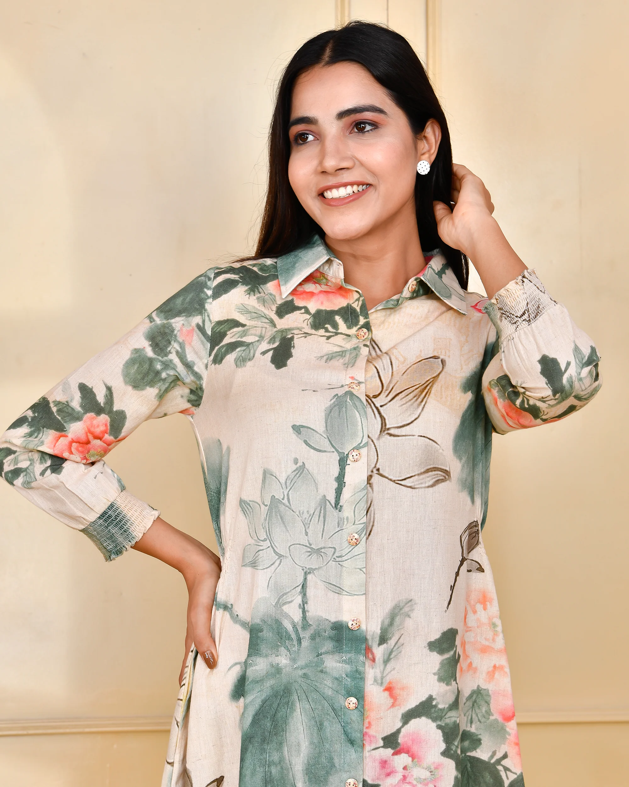 Floral Cotton Long Dress - Image 9
