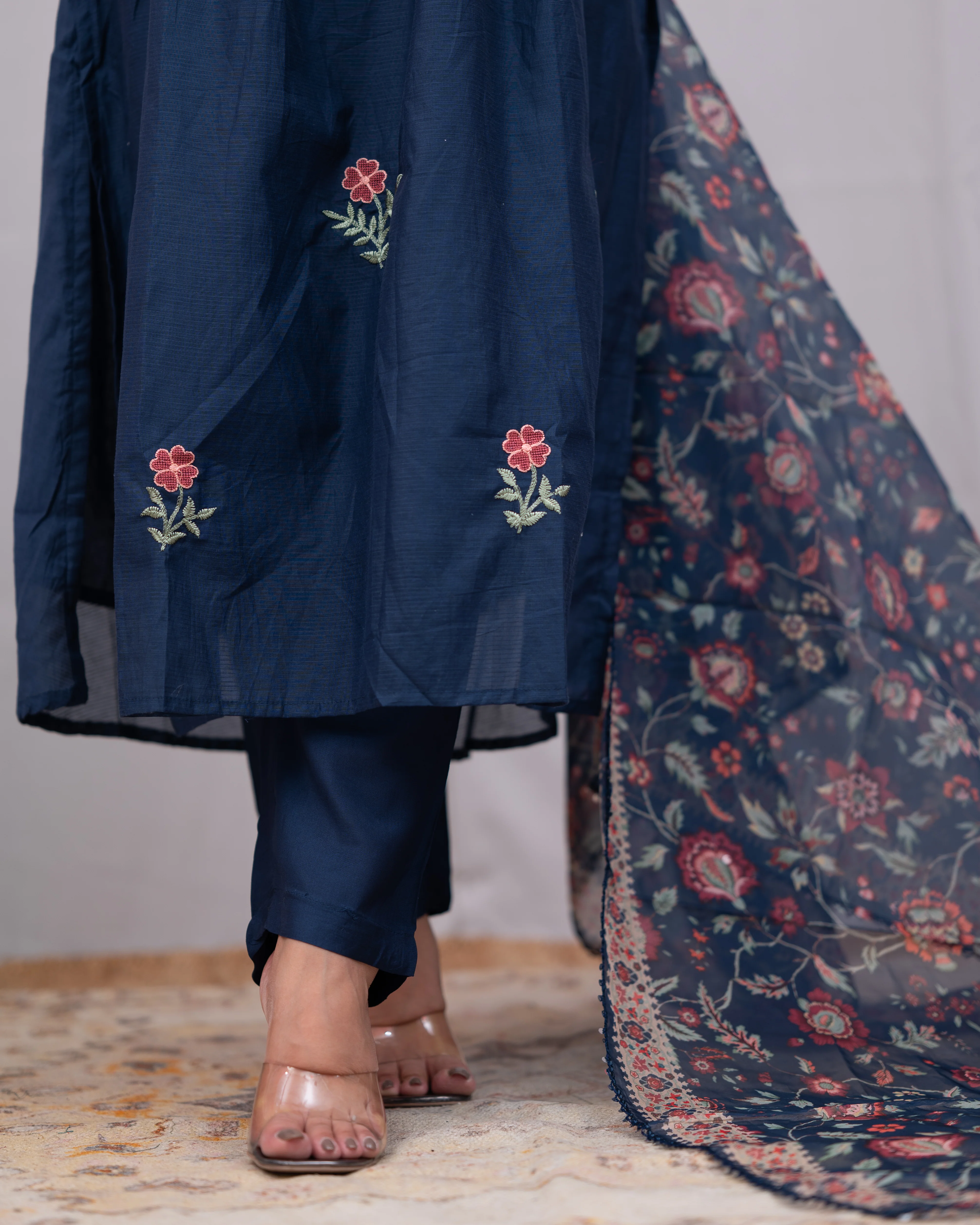 Gorika Russian Chanderi Embroidered Pant Set - Image 4