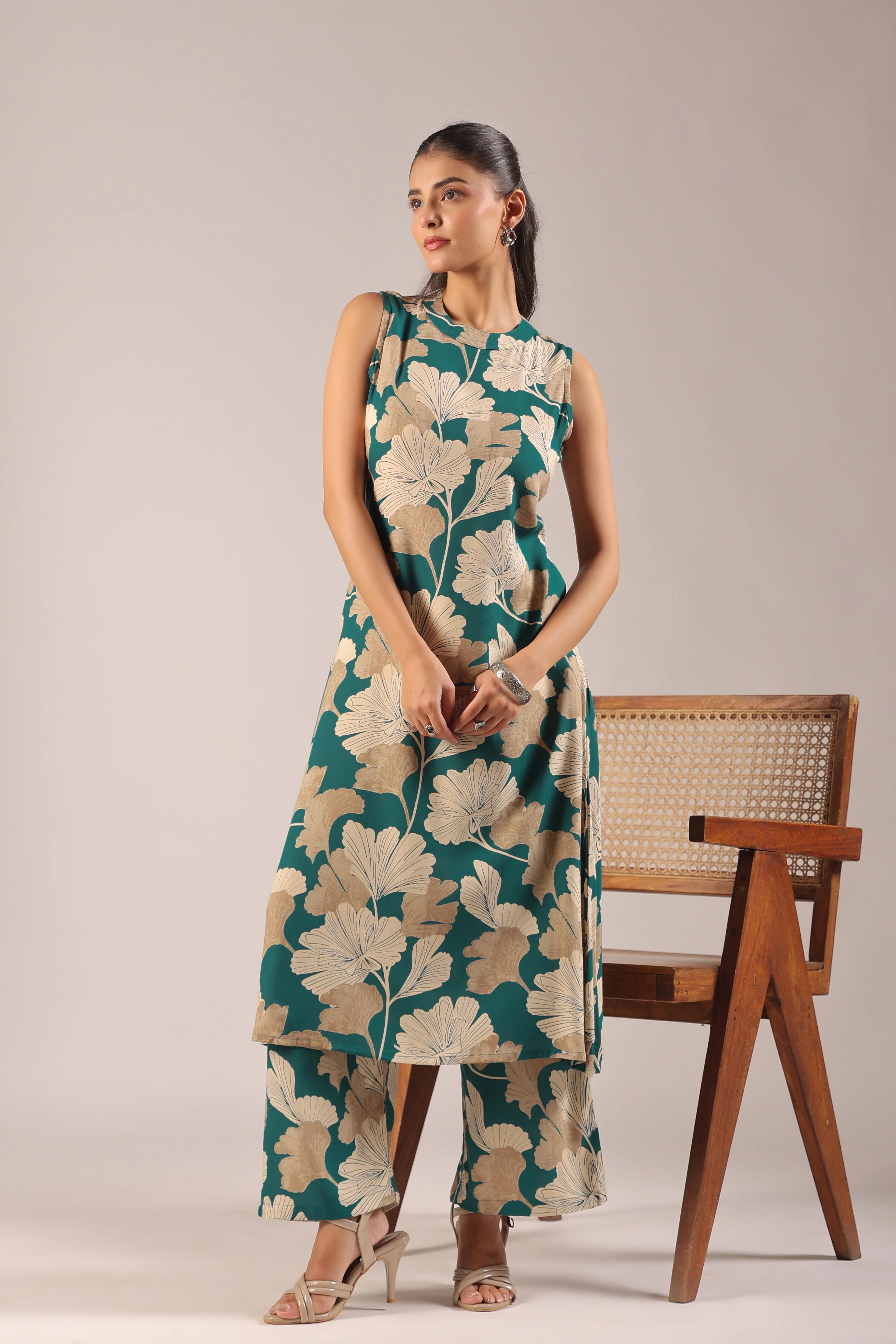 Hita Rayon Floral Print A-line Coord Set - Image 5