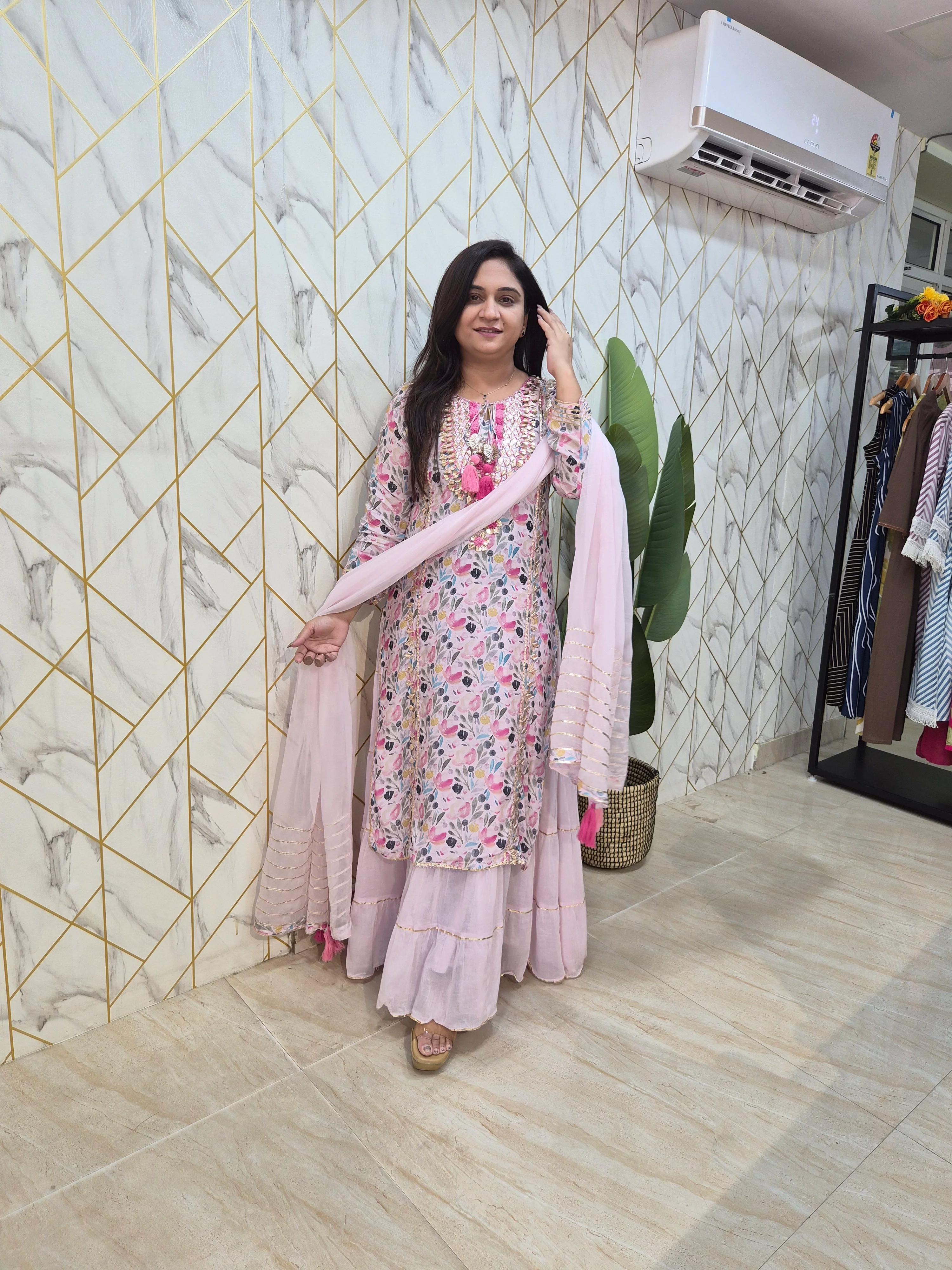 Inaya Floral Indian One Piece Dupatta Set - Image 3