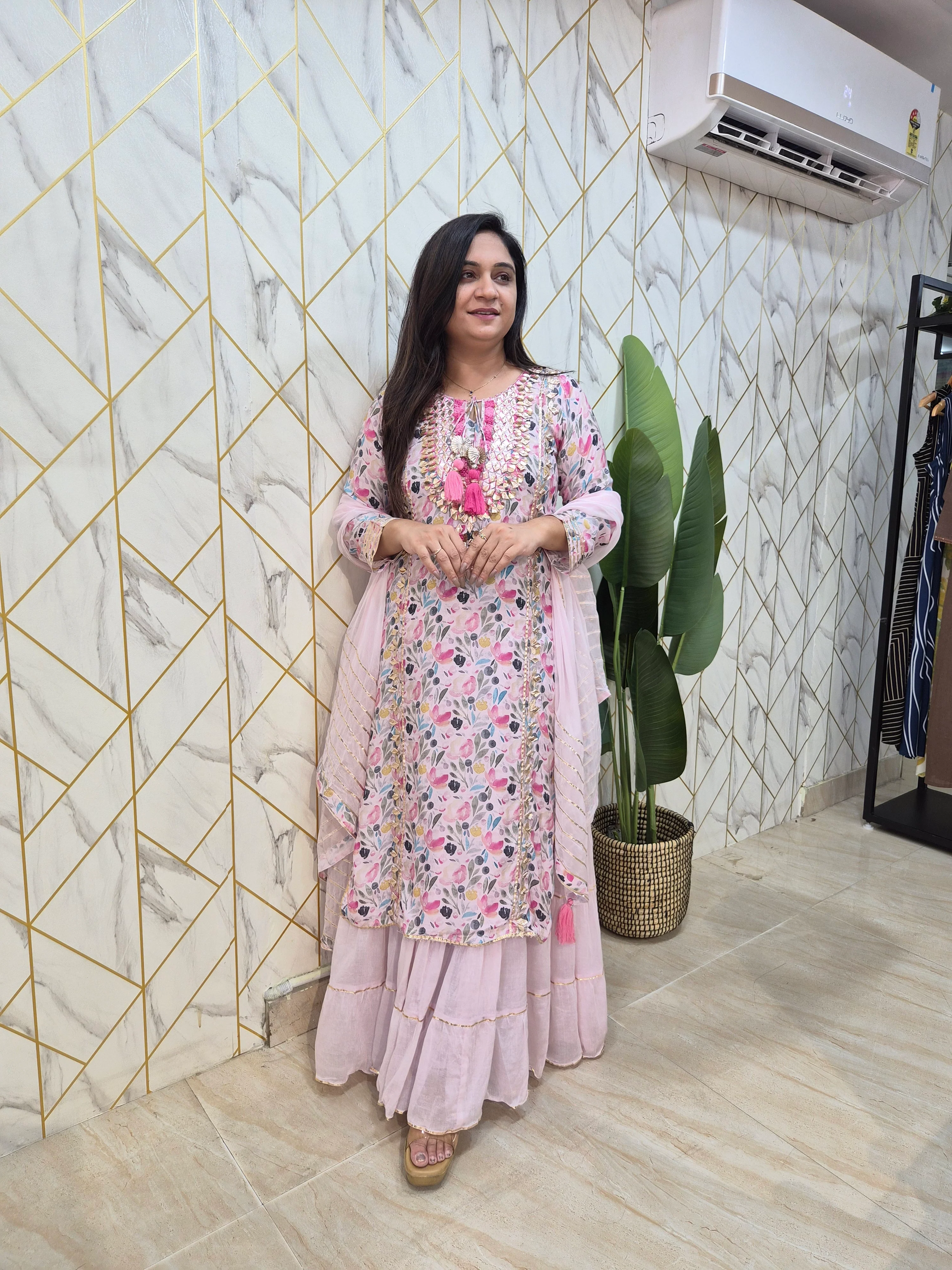 Inaya Floral Indian One Piece Dupatta Set - Image 4