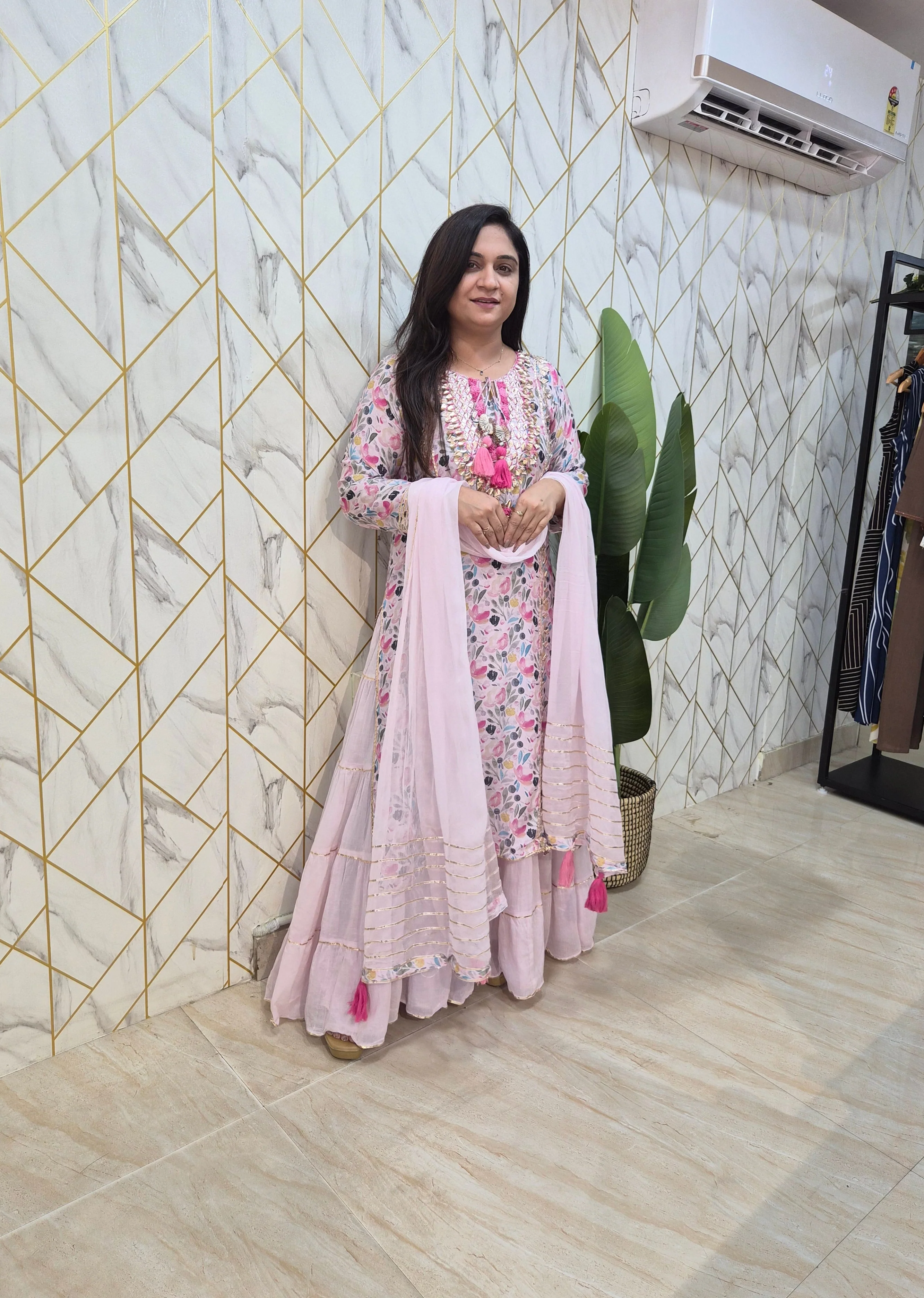 Inaya Floral Indian One Piece Dupatta Set - Image 7