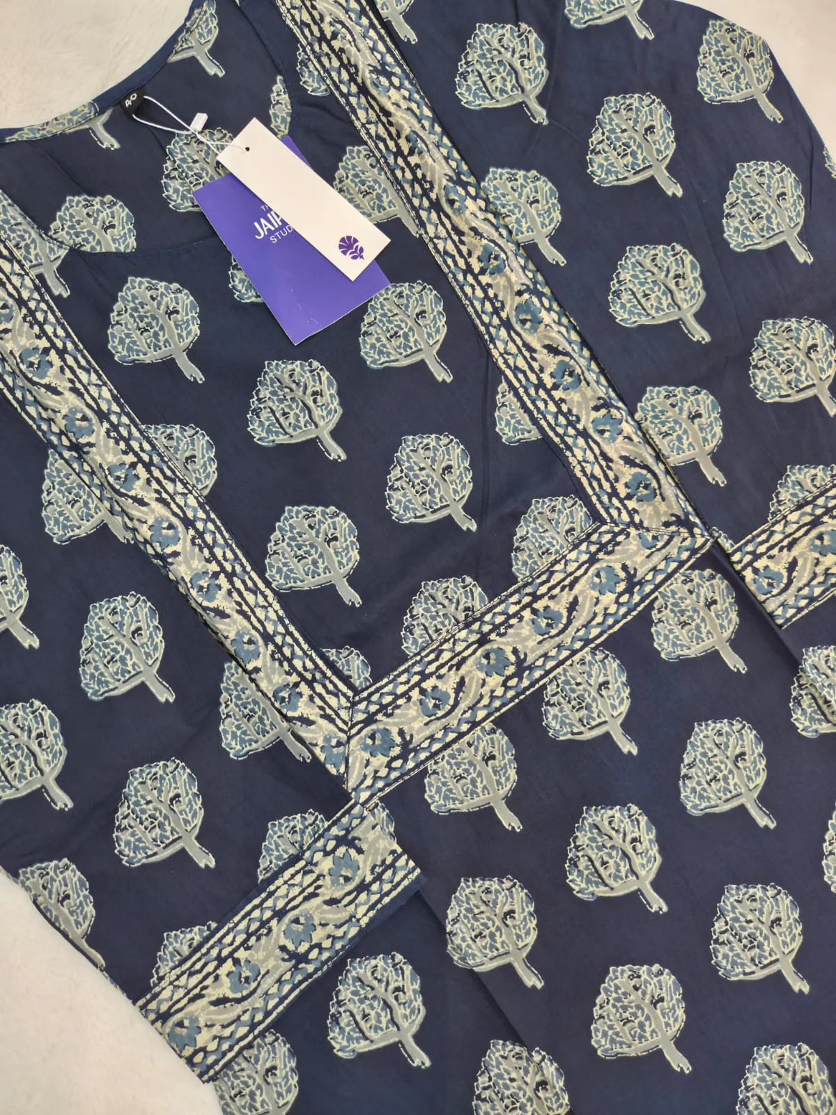 Indigo Blue Casual Cotton Straight Kurta - Image 3