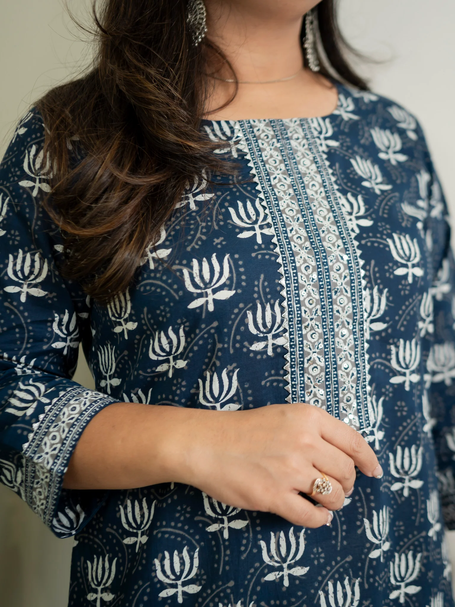 Indigo Lotus Cotton Casual Straight Kurta - Image 7