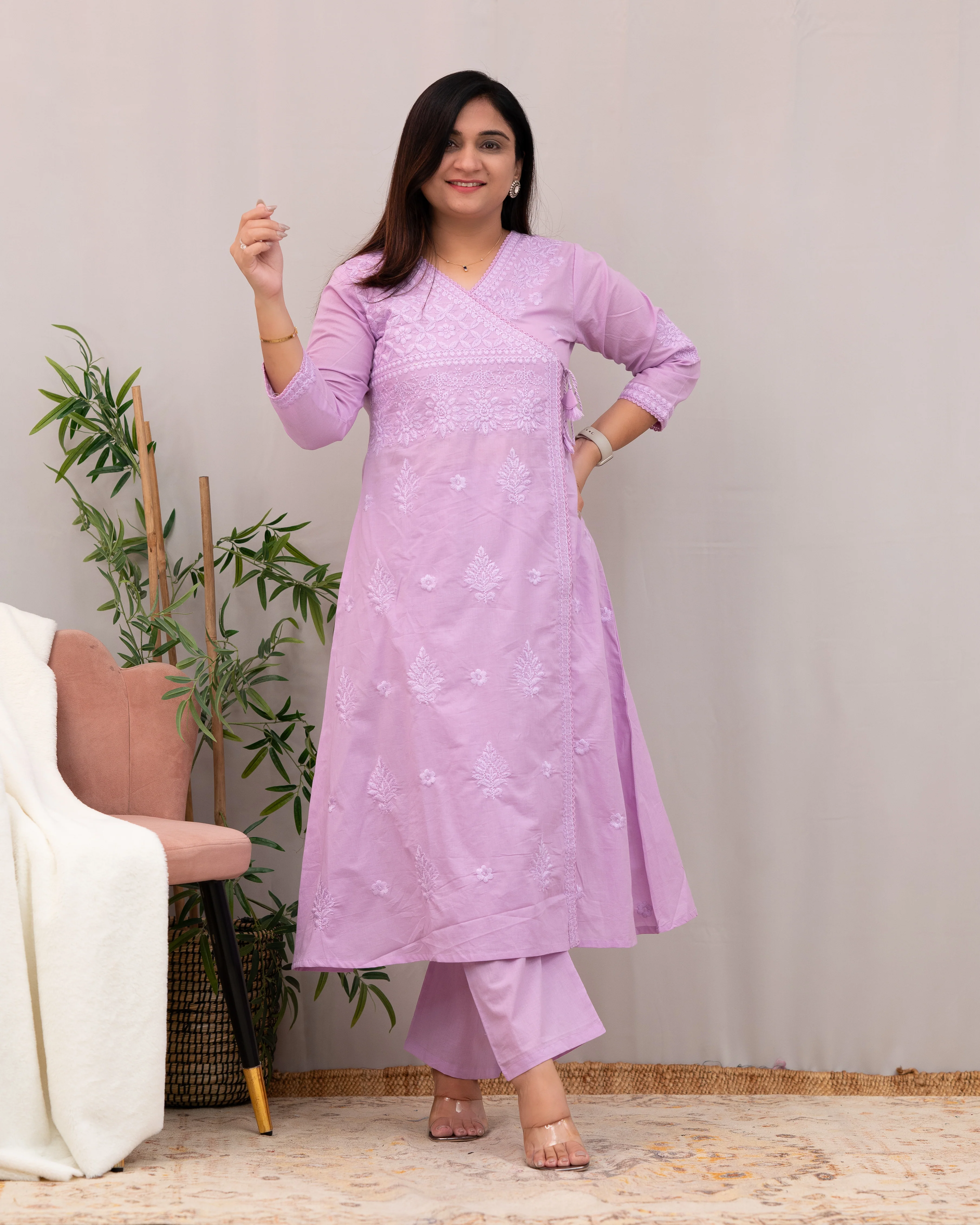 Johan Cotton Chikankari Embroidered Pant Set - Image 3
