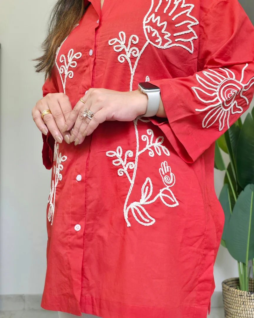 Juliet Cotton Embroidered Oversize-Shirt Coord Set - Image 12