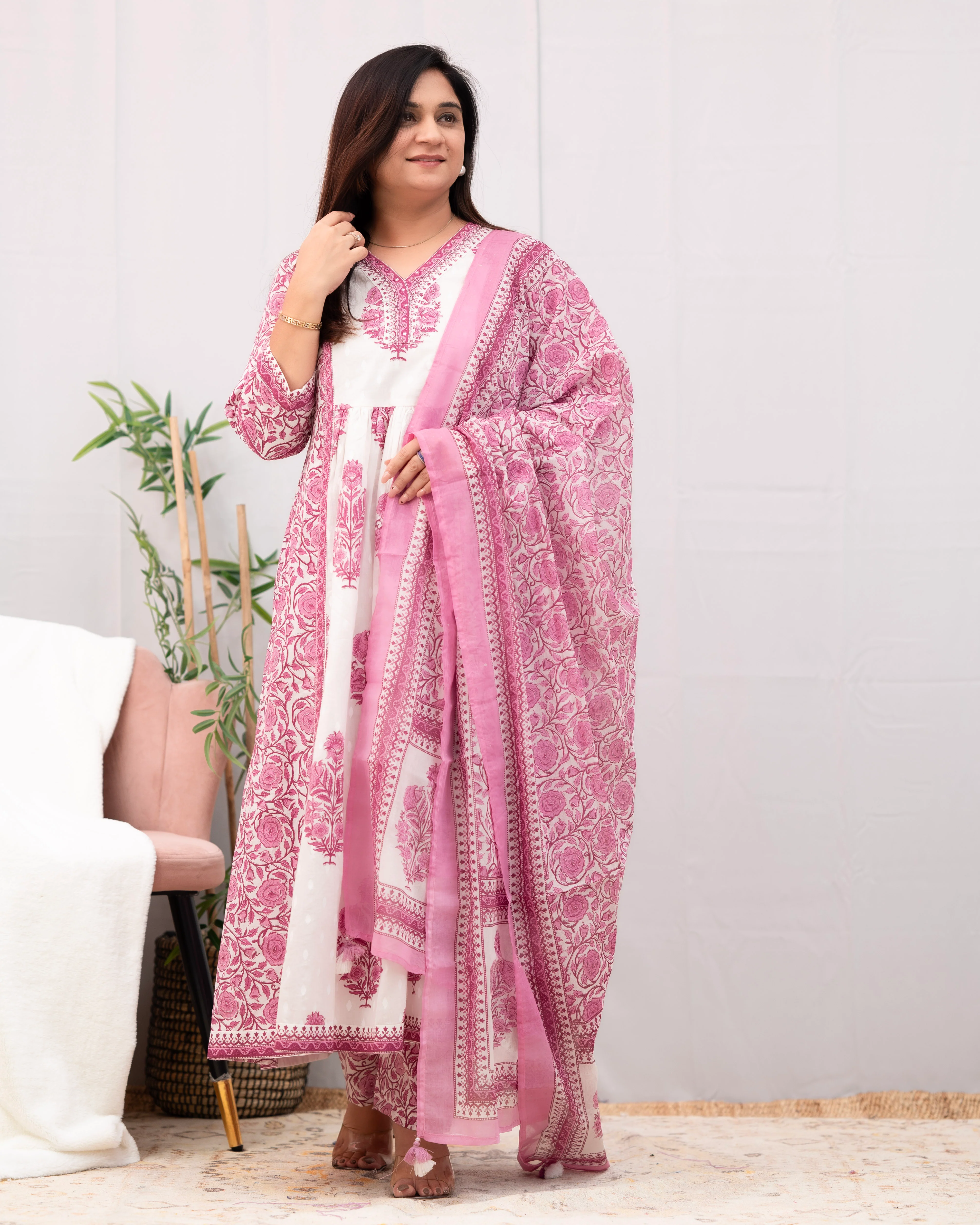 Kaira Premium Cotton Embroidered Anarkali Pant Set - Image 14
