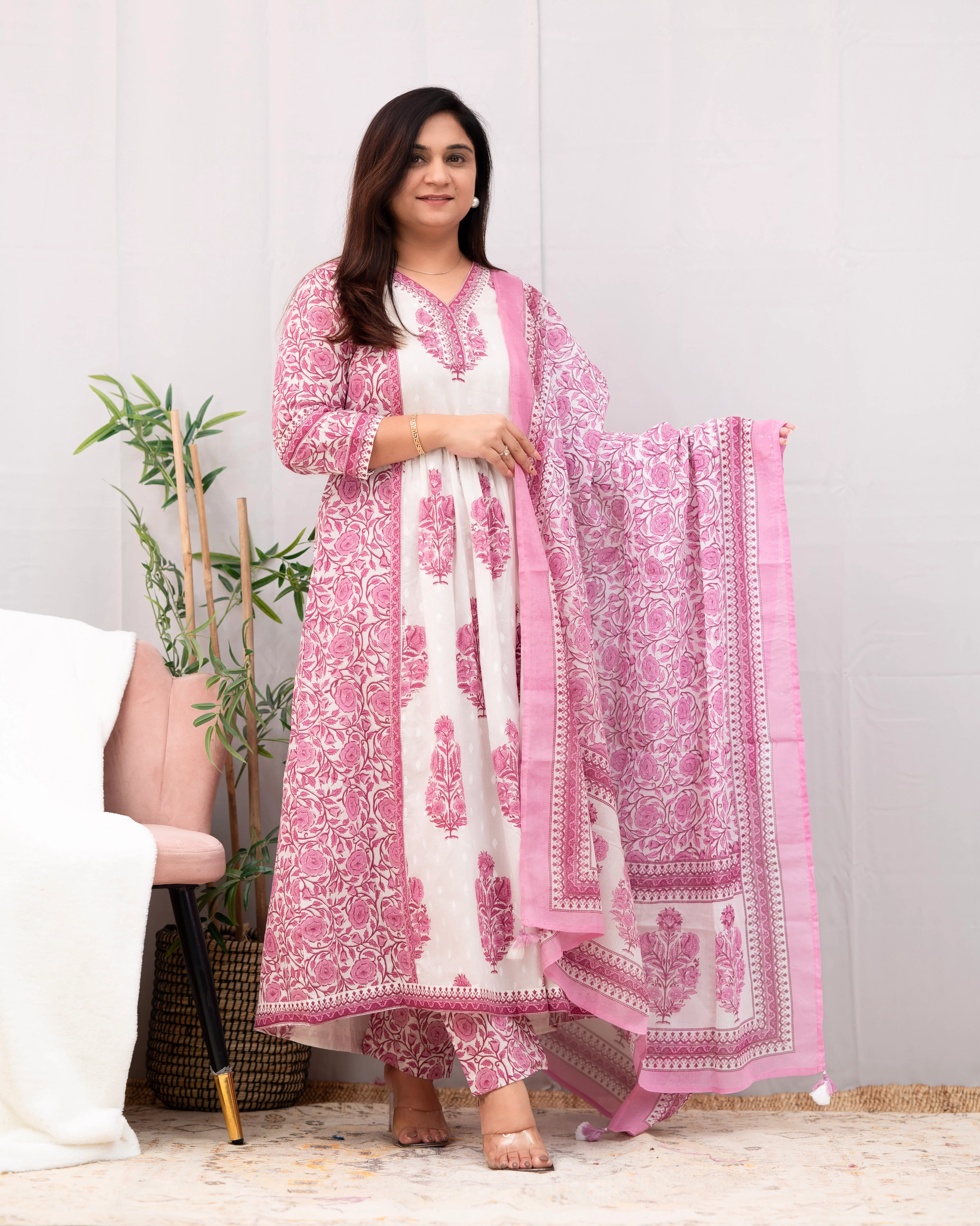 Kaira Premium Cotton Embroidered Anarkali Pant Set - Image 3