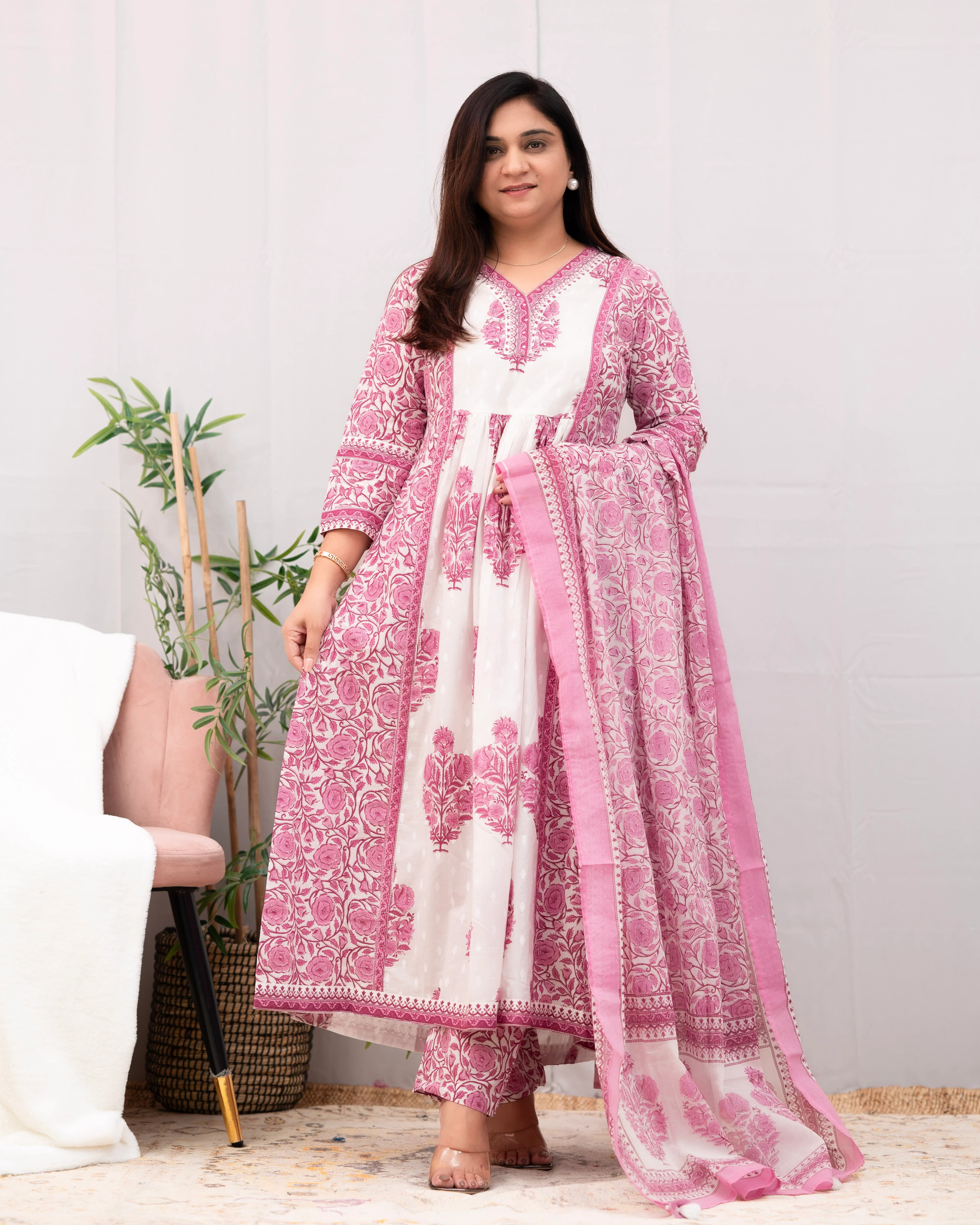 Kaira Premium Cotton Embroidered Anarkali Pant Set - Image 5