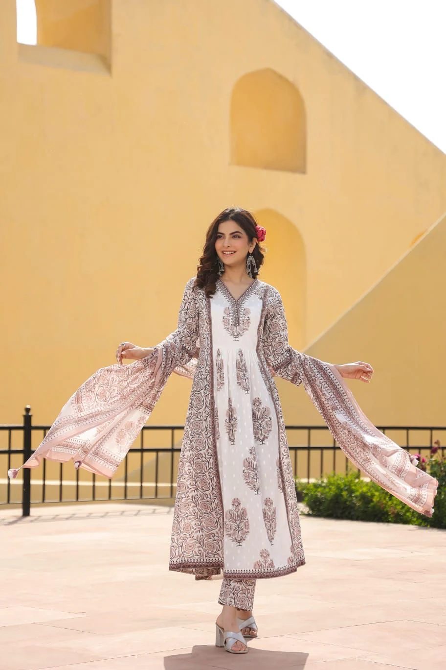 Kaira Premium Cotton Embroidered Anarkali Pant Set - Image 7